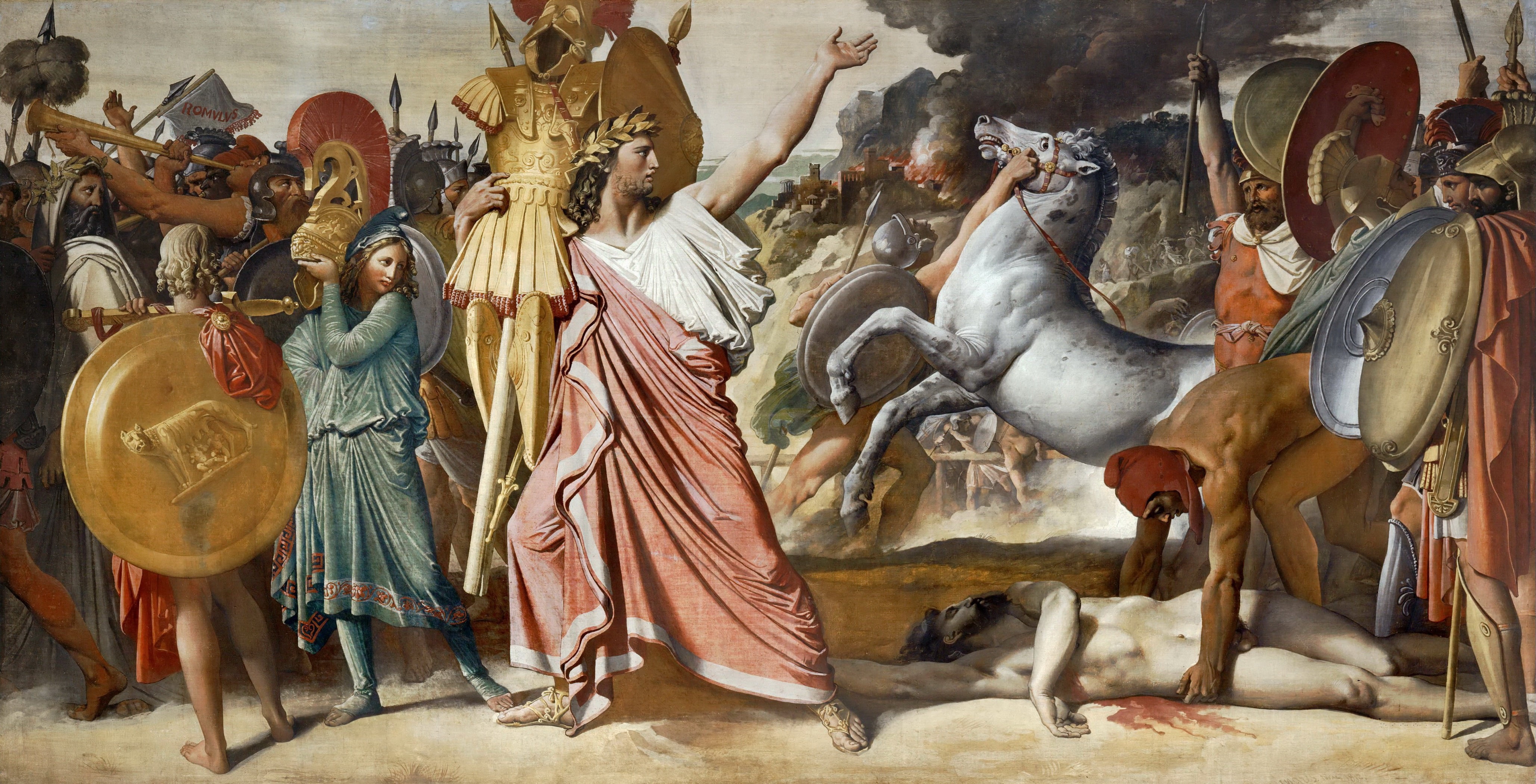 1812, Romulus winner of Acron, 4K, Jean Auguste Dominique Ingres, HD Wallpaper