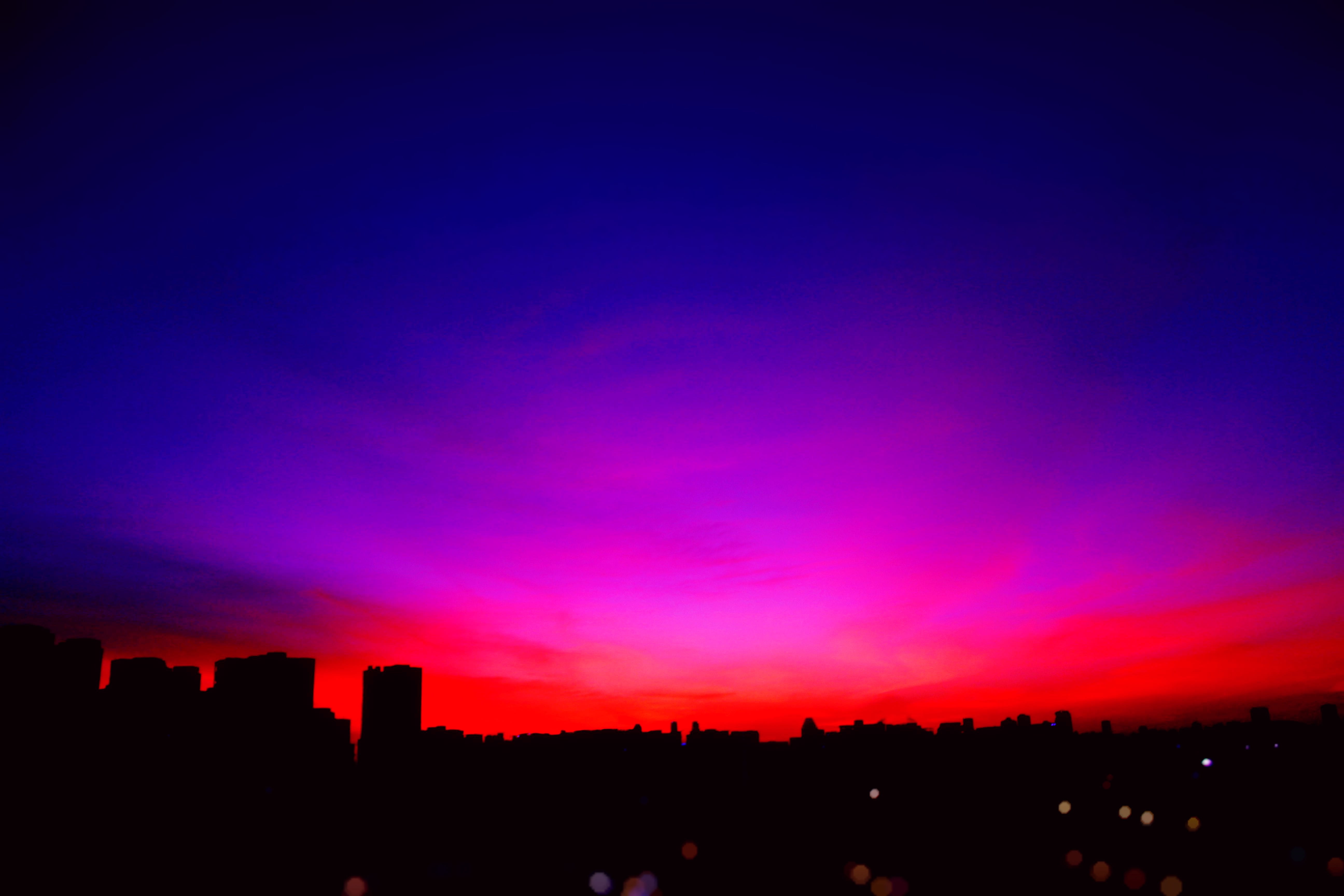 built structure, shade, evening, red, urban skyline, building, scenic, art, buildings, sky, beauty in nature, silhouette, illuminated, night, purple, dusk, HD Wallpaper
