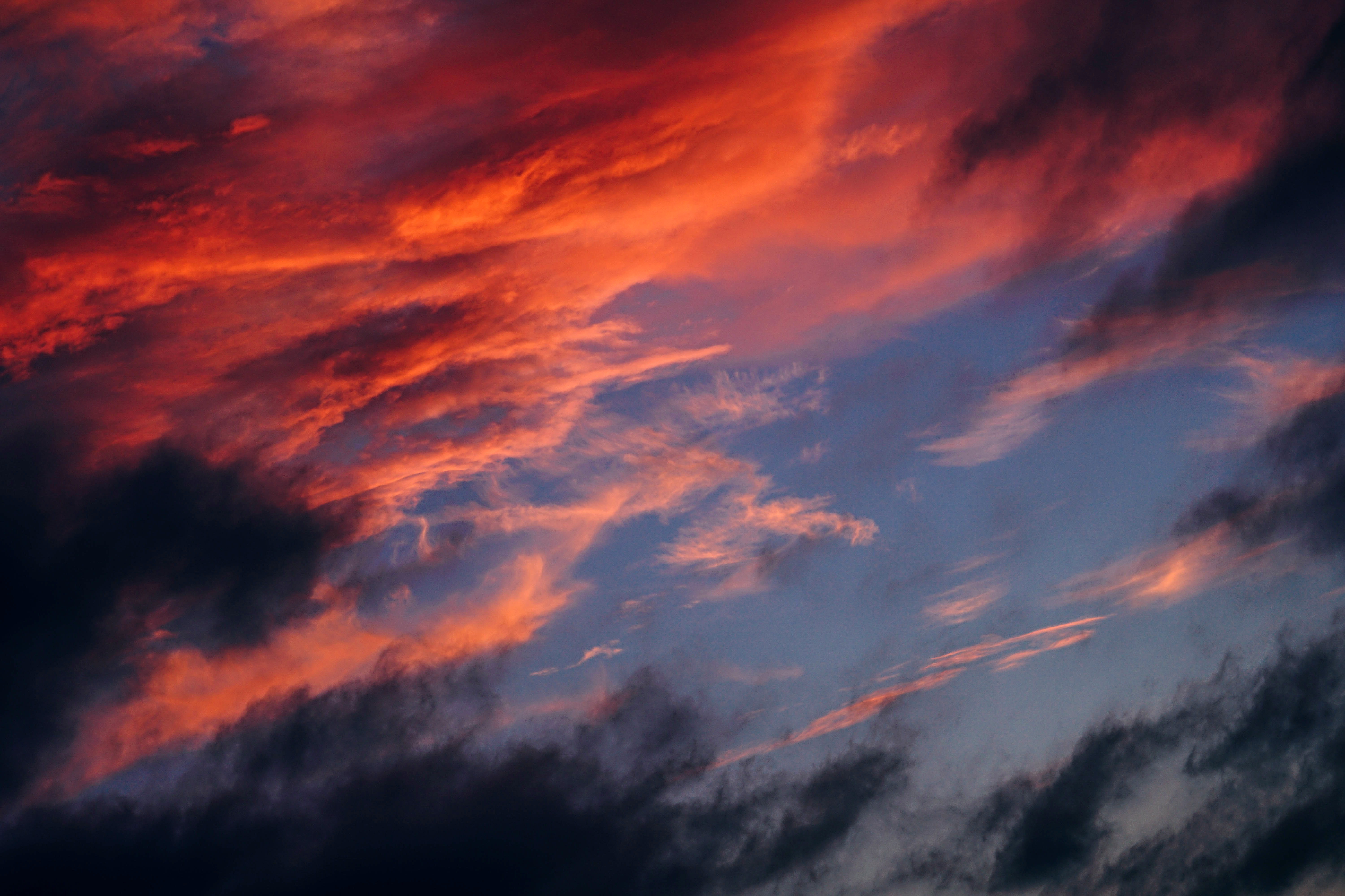 backgrounds, tranquility, orange color, clouds, overcast, photos, dark, red, skies, Dusk, beauty In Nature, storm, scenics, light - Natural Phenomenon, HD Wallpaper
