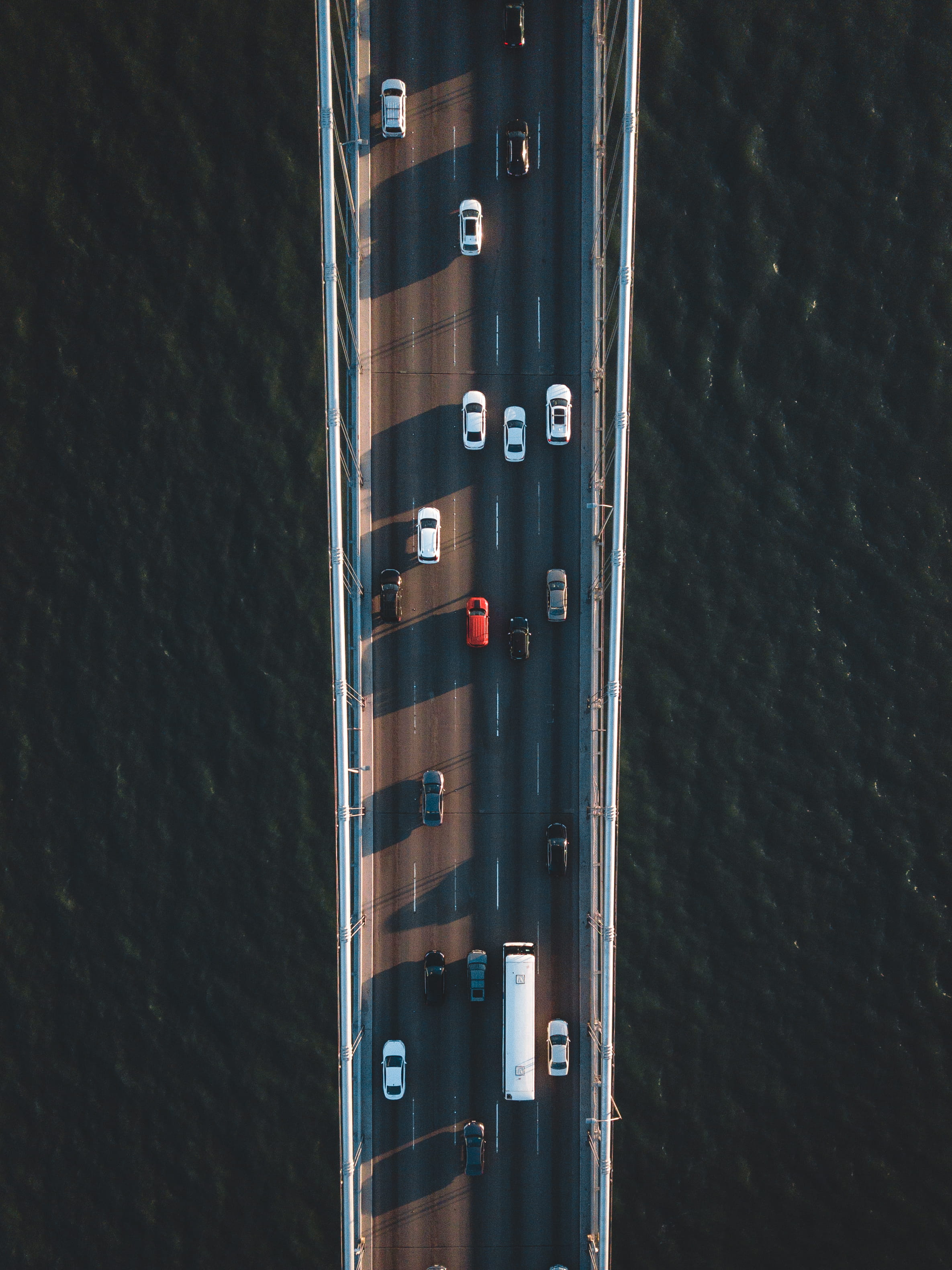 commute, symmetry, ocean, bay, science, no People, bridge, photography, vehicles, close-up, city, sunset, red, aerial, road, technology, equipment, instrument of Measurement, Phone HD Wallpaper
