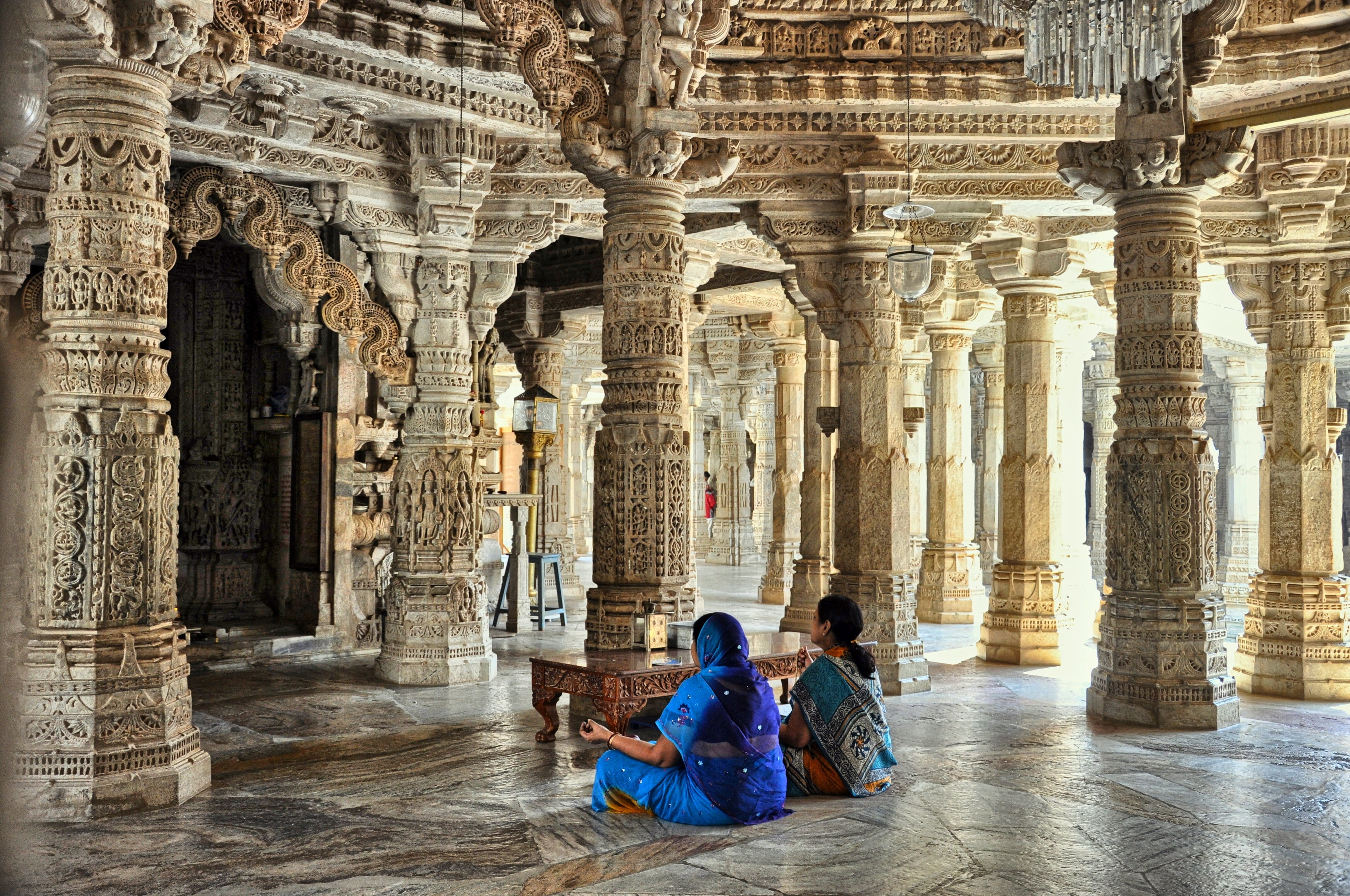 prayer, building, belief, monument, the past, stone, india, dzinijska temple, built structure, sculpture, sitting, place of worship, men, arch, travel, HD Wallpaper