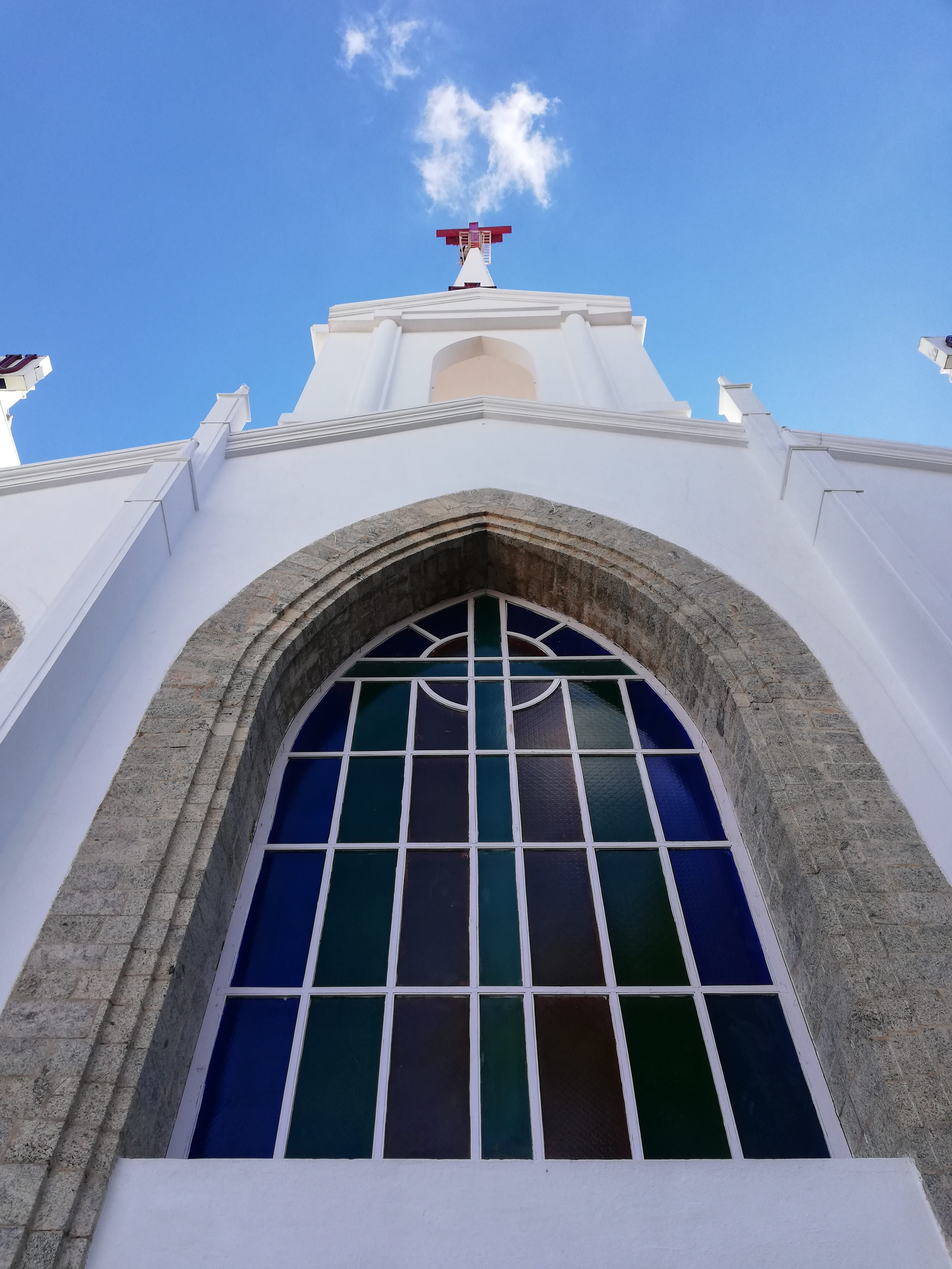 building, built structure, belief, sky, place of worship, telc lutheran adaikalanathar church, spirituality, low angle view, chennai, sunlight, india, 4K, Phone HD Wallpaper