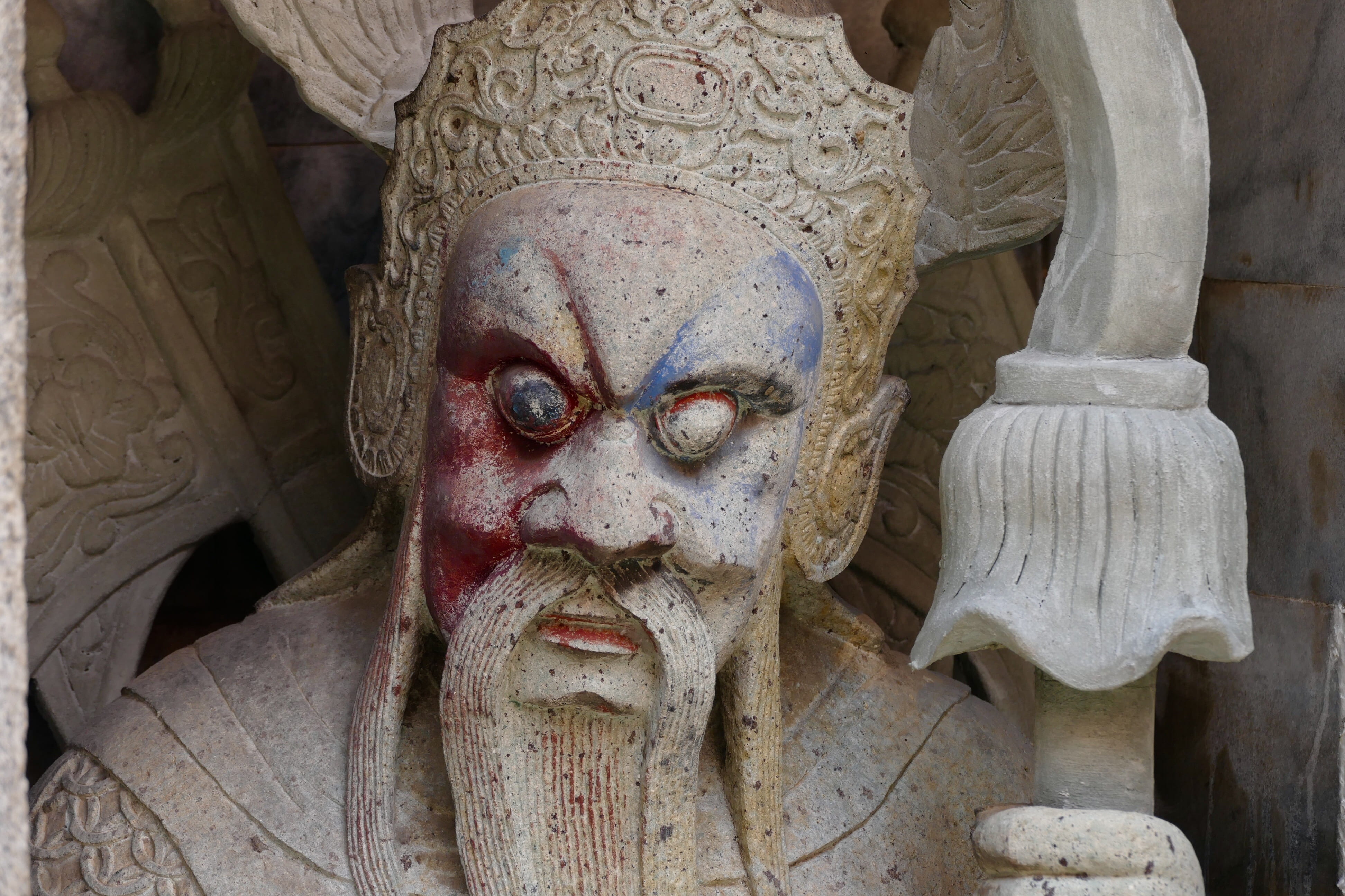 indoors, religion, body part, art and craft, temple, human representation, close-up, male likeness, day, protectors, representation, human, statue, craft, HD Wallpaper