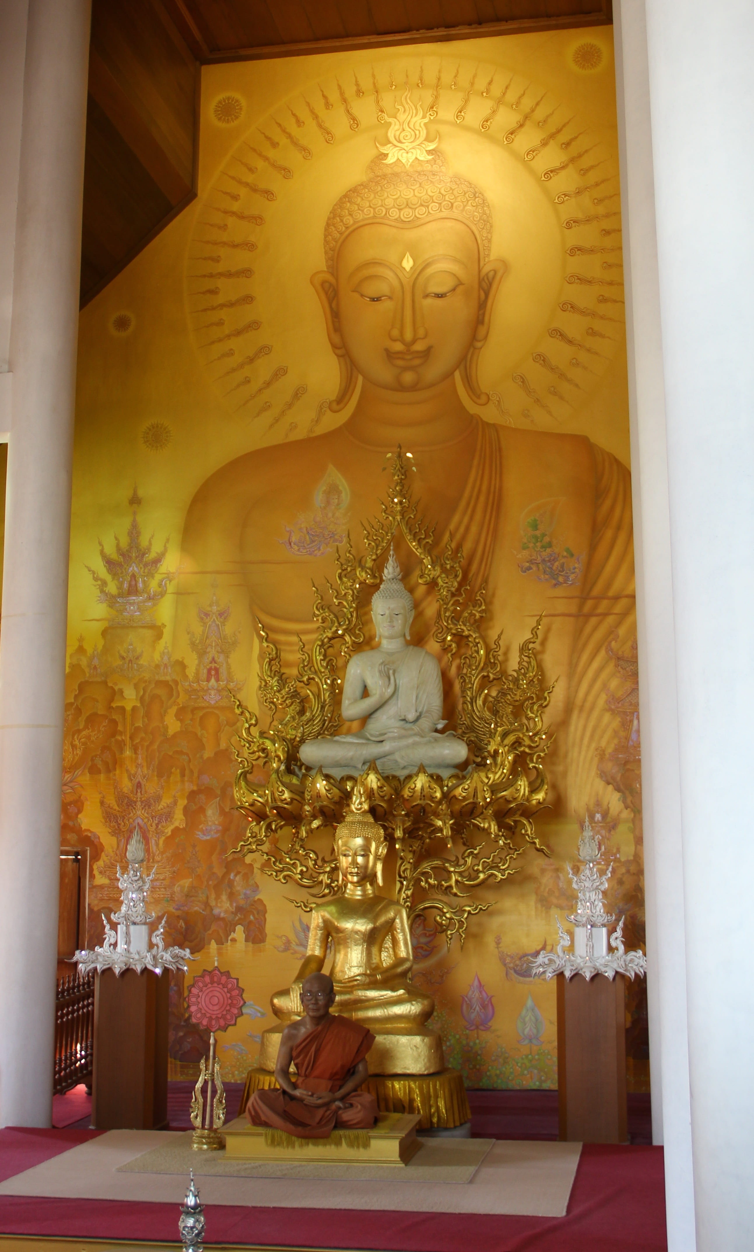 church, building, measure, creativity, white church, indoors, sculpture, no people, chiang rai province, 4K, buddhist, buddhism, idol, painting, architecture, Phone HD Wallpaper