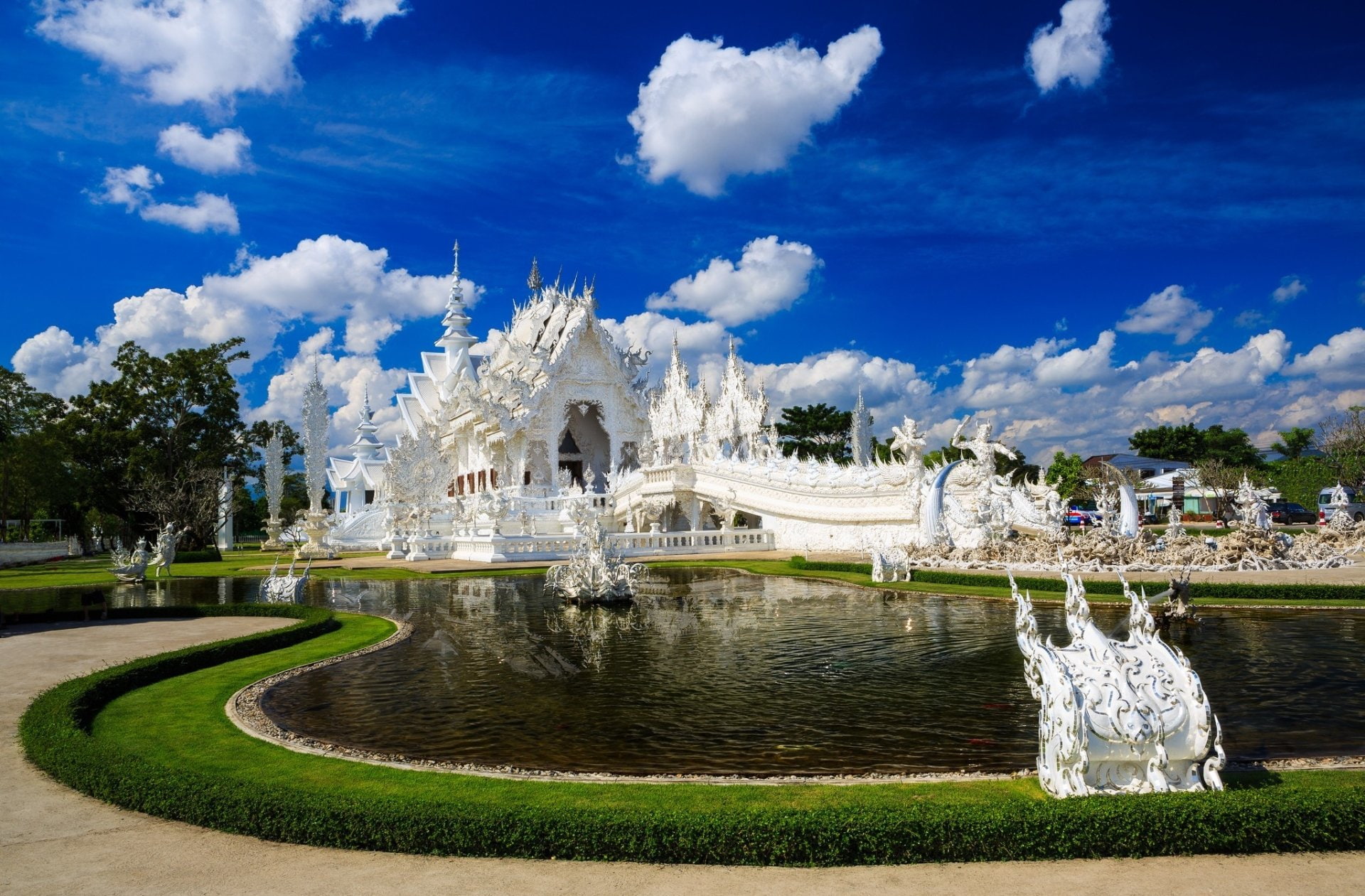 Wat Rong Khun, Temples, Temple, Thailand, 1080P, HD Wallpaper