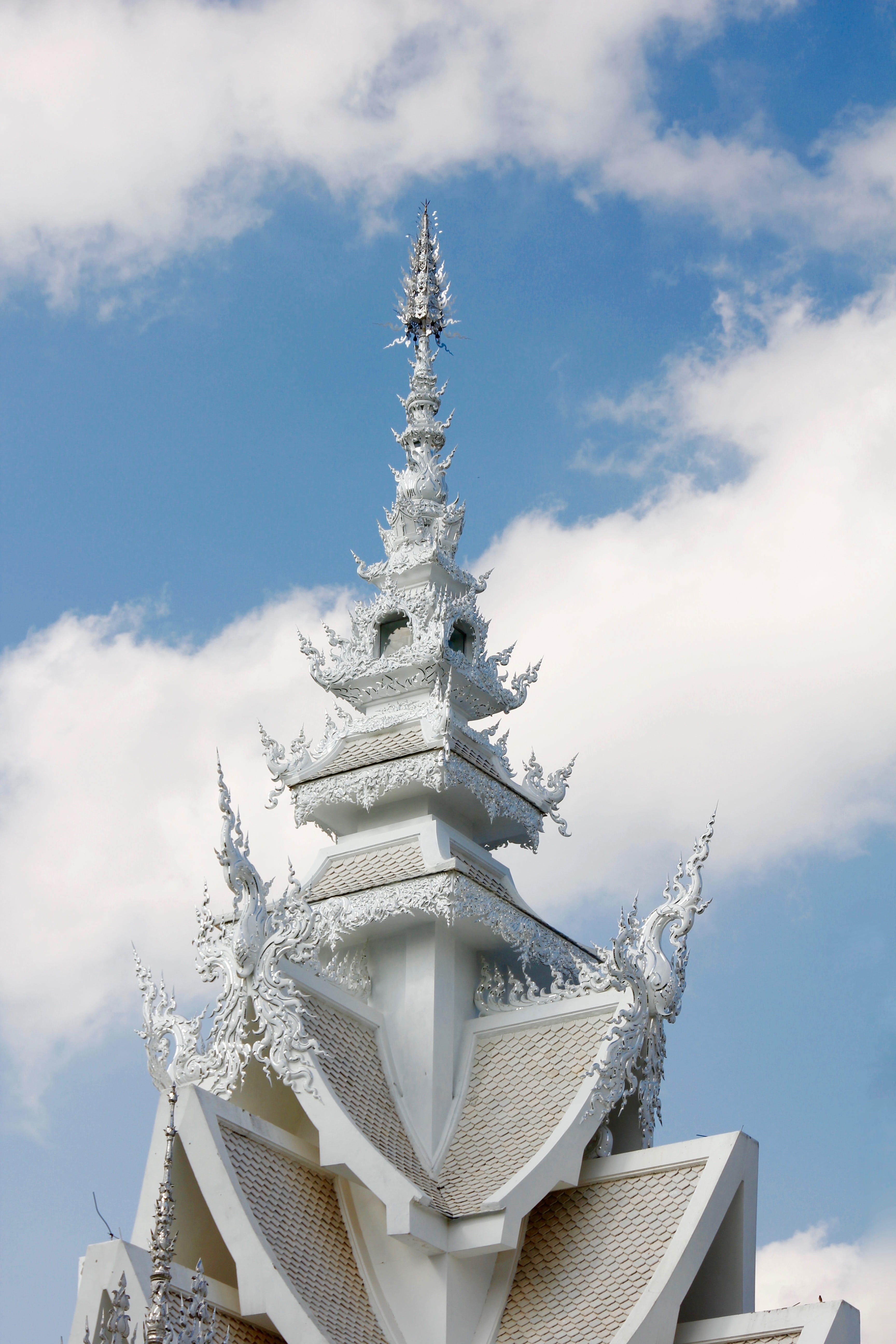 nature, wat rong khun, belief, thailand, spire, built structure, sky, building, roof, white temple, day, cloud - sky, white color, chapel, no people, place of worship, Phone HD Wallpaper