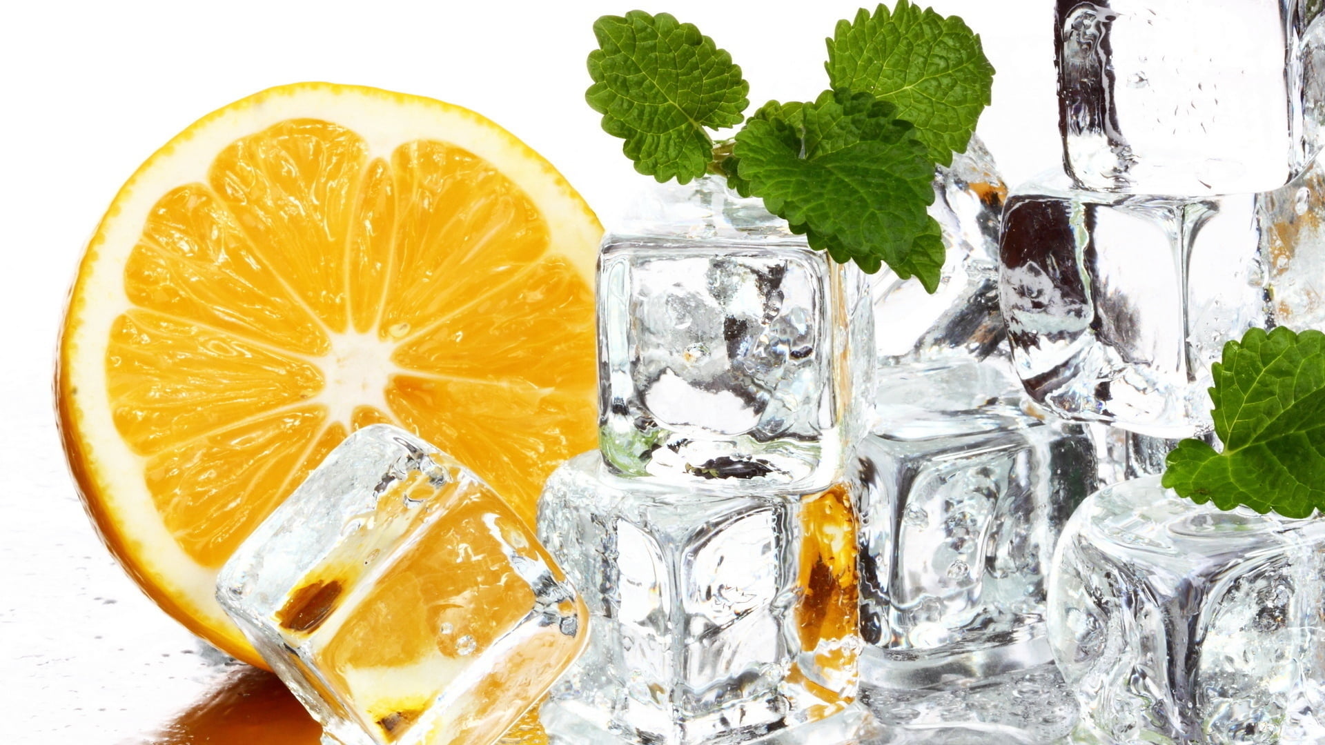 summer, cold temperature, healthy eating, isolated, cold - Temperature, food, sliced, orange - fruit, fruit, cubes, glass, ice Cube, drinking Glass, freshness, HD Wallpaper