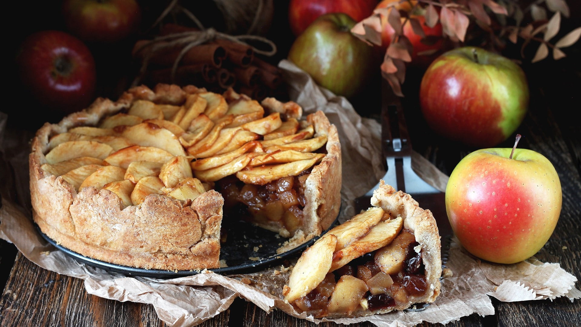 cake, apples, still life, apple - fruit, dessert, freshness, food, dish, nut - food, fruit, dried fruit, healthy eating, table, 1080P, snack, no people, HD Wallpaper