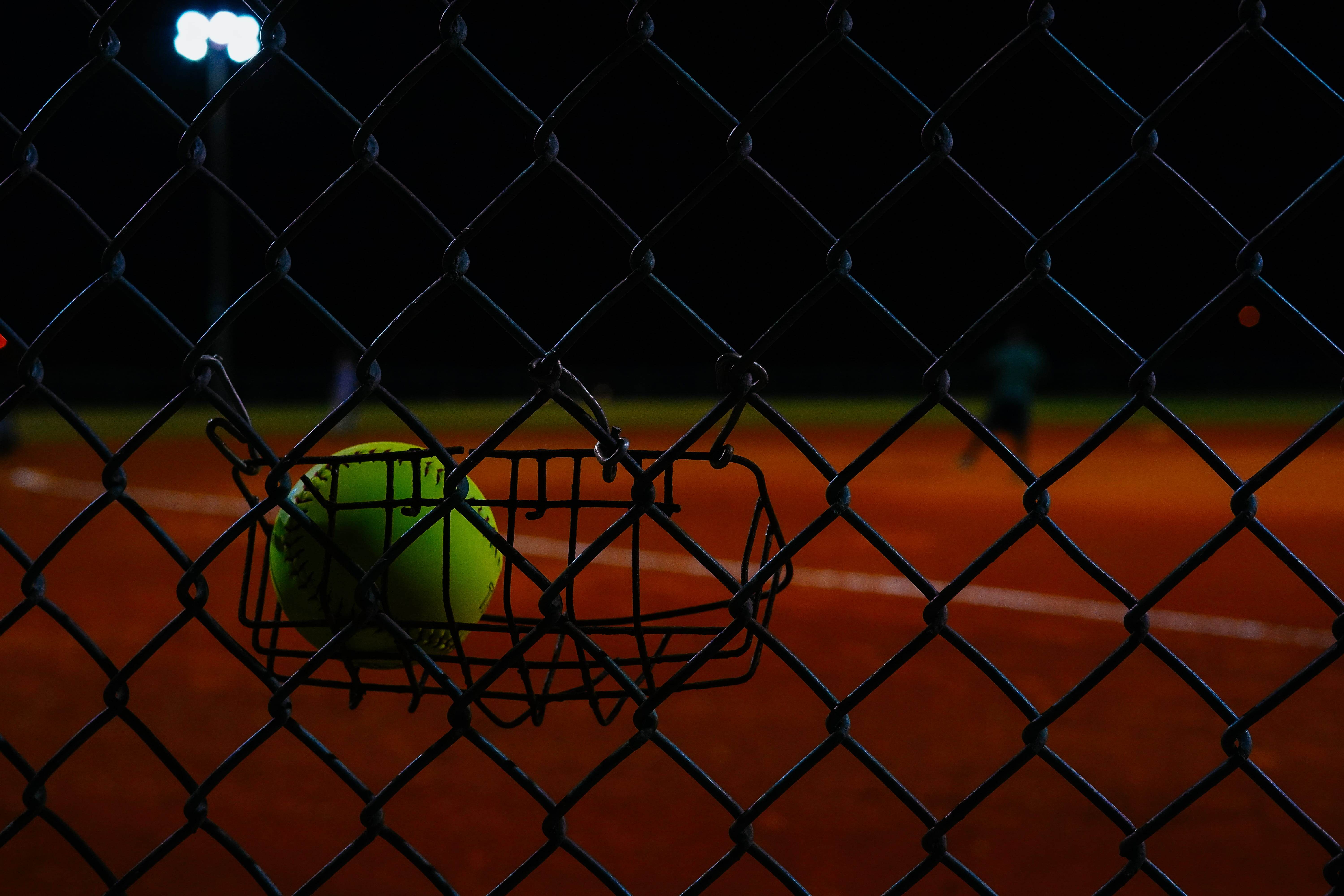 human, team, safety, outdoors, people, tennis, basbeall, focus on foreground, ball, field, prison, florida, night, team sport, barrier, sphere, metal, illuminated, HD Wallpaper