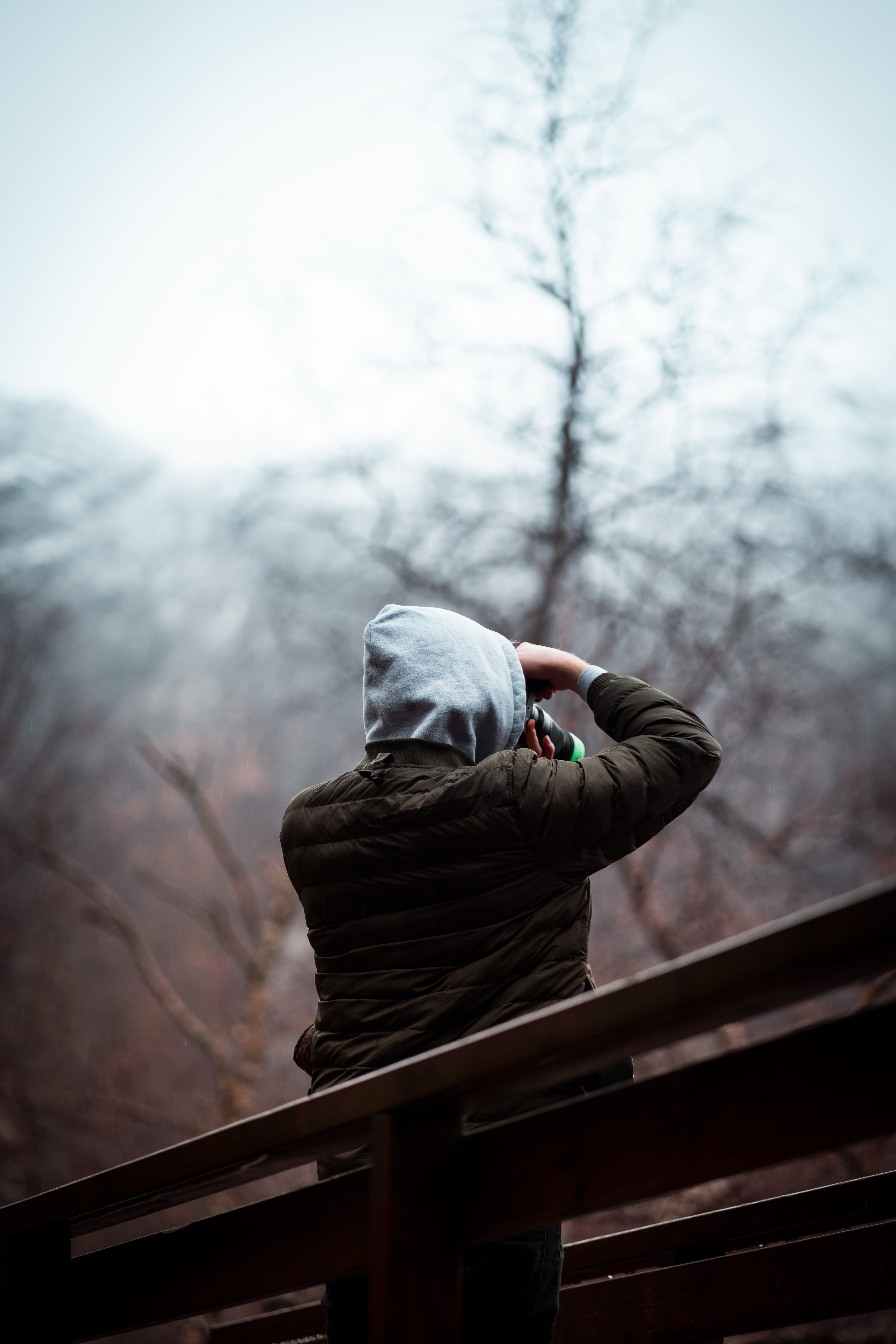senior adult, taking, one person, person, nature, day, apparel, photo, outdoors, photography, rear view, smoke - physical structure, dark, human, bridge, Phone HD Wallpaper