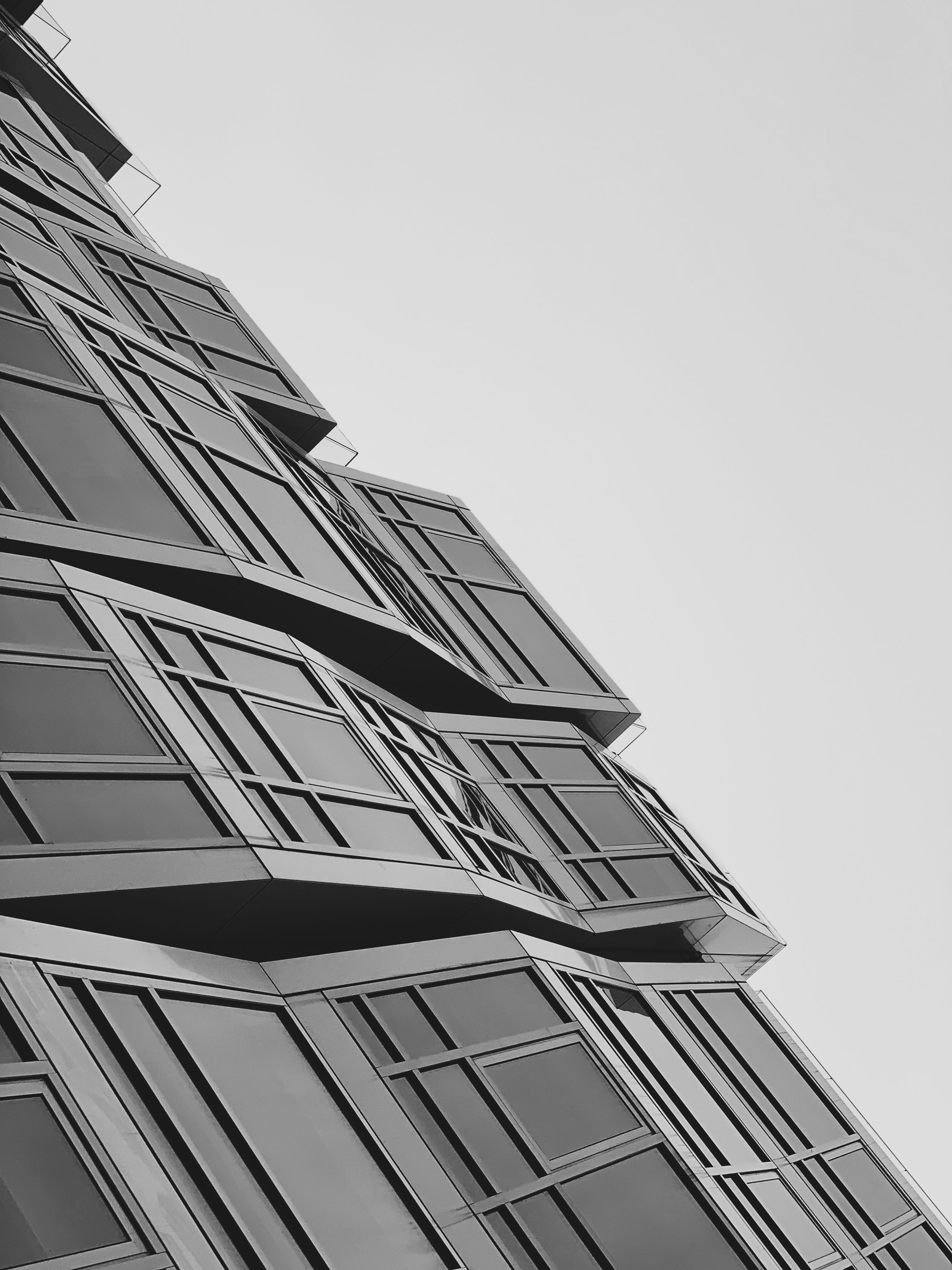 office building, boat, wooden, city, day, low angle view, frame, office building exterior, nature, town, no people, gray, copy space, modern, transportation, Phone HD Wallpaper