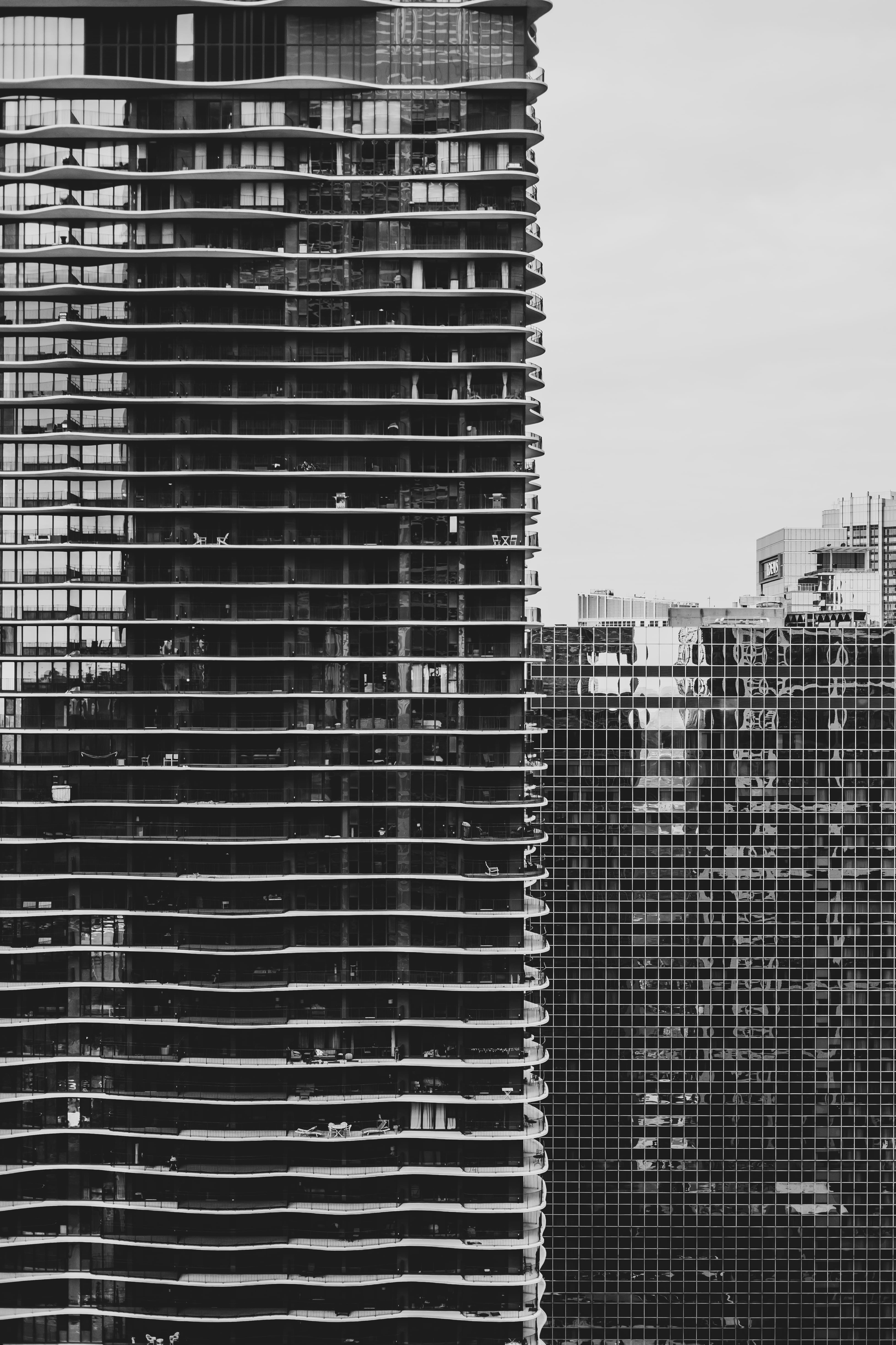 gray, built structure, banister, construction, handrail, nature, low angle view, skyscraper, concrete, city, united states, sky, day, office building, scaffolding, Phone HD Wallpaper