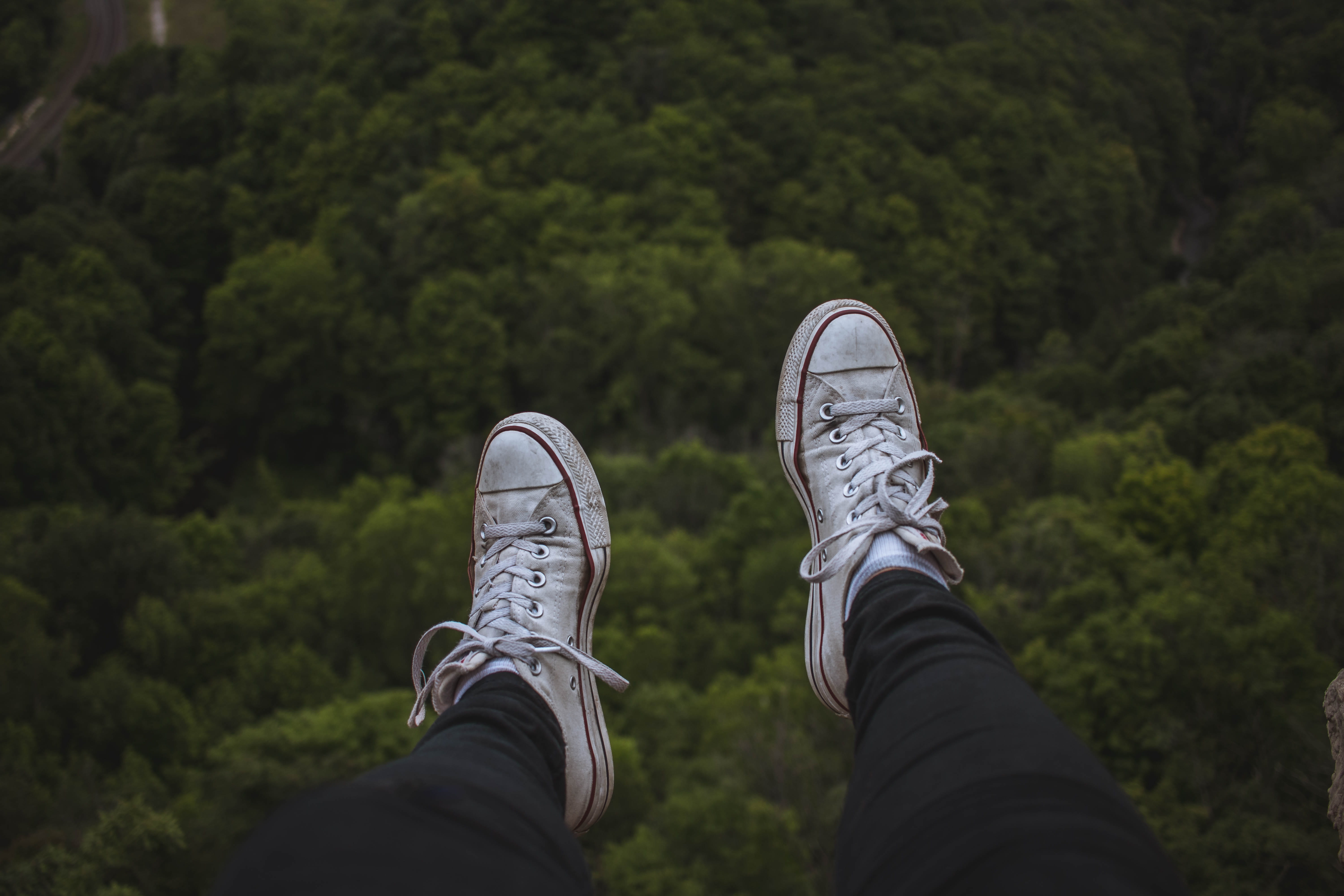leg, sports Shoe, sport, pair, hiking Boot, converse, close-up, males, wildlife, human Leg, sitting, green Color, outdoors, black Color, shoe, hiking, 5K, HD Wallpaper