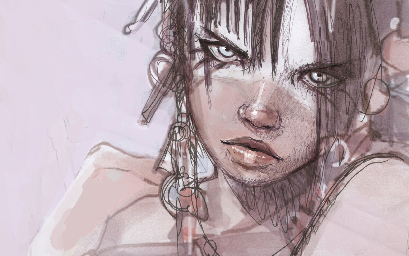 earrings, 720P, hd, human, artistic, dangling, illustration, girl, HD Wallpaper