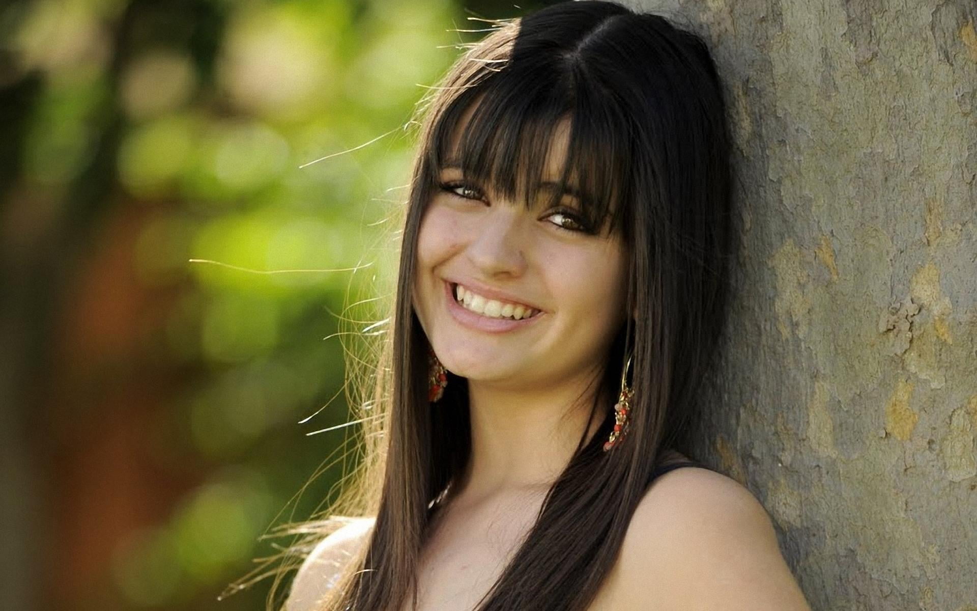 hair, leisure activity, smiling, happiness, adult, red, 1080P, beauty, rebecca, beautiful woman, toothy smile, young adult, teeth, pop singer, Music, colored, HD Wallpaper