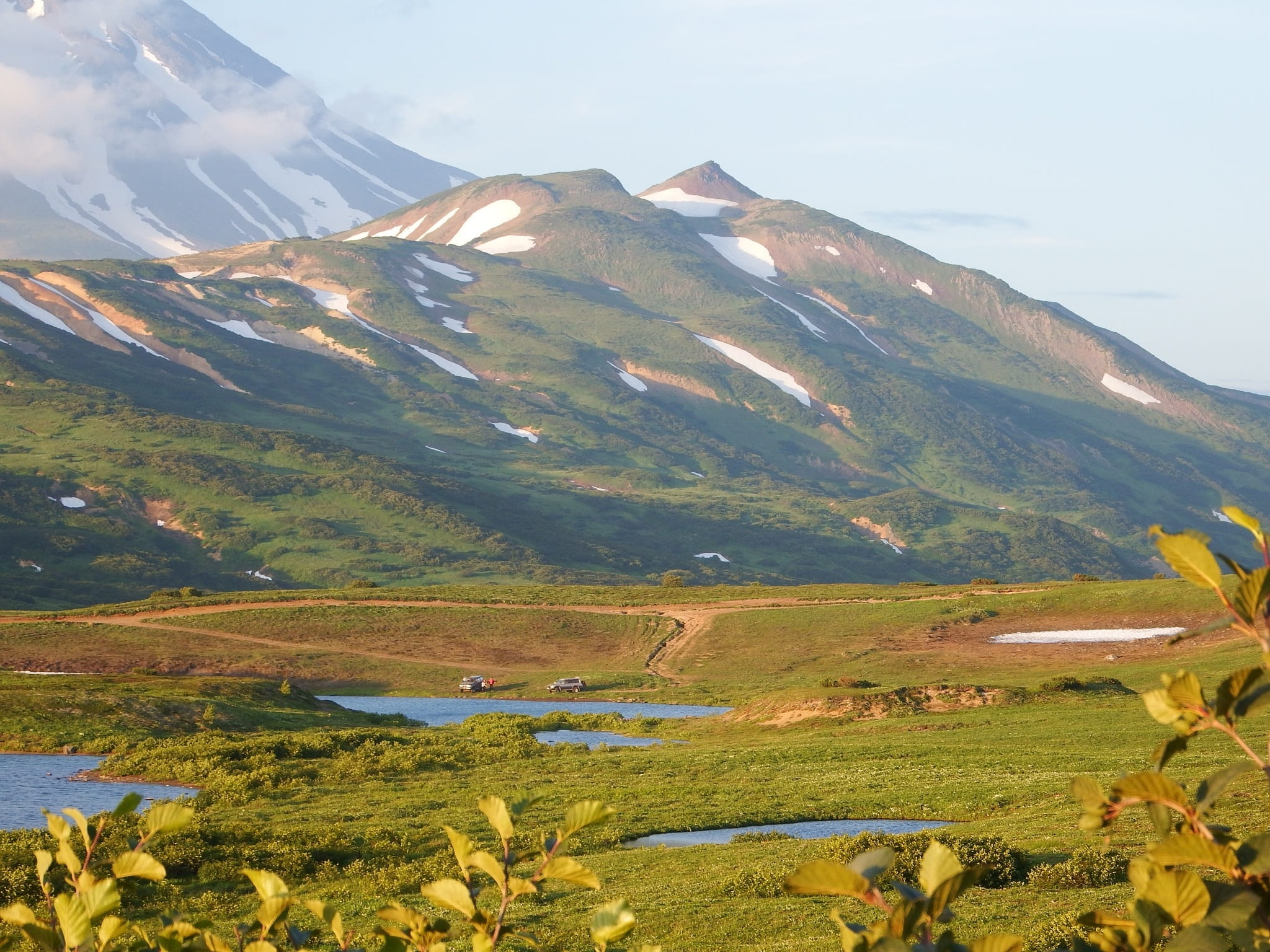 tranquility, kamchatka, nature wonders, land, hight, mountain, field, mountain peak, mountain pass, idyllic, pass, summer, flowers, volcano, tranquil scene, HD Wallpaper