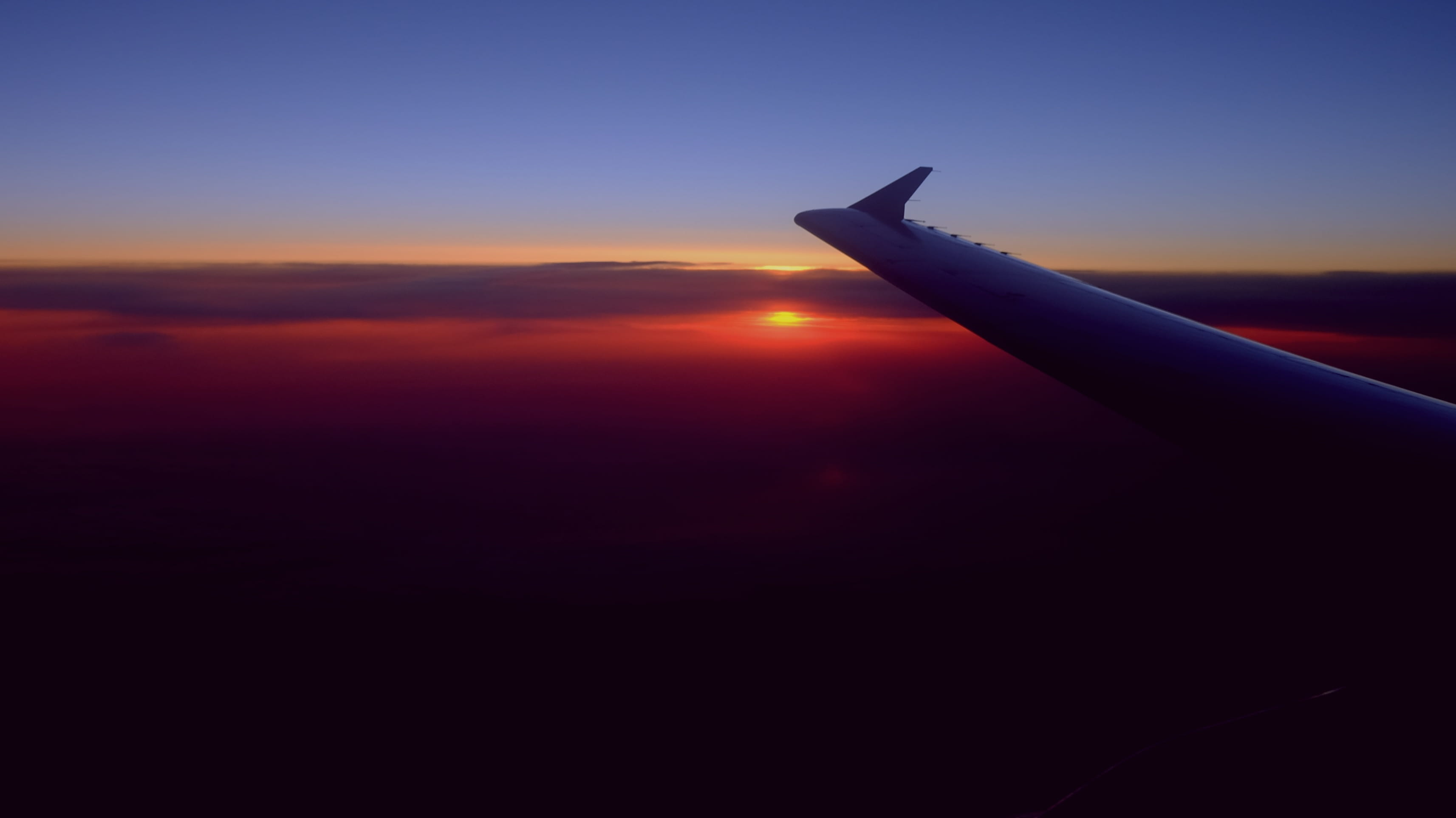 orange color, smart, nature, plane, sky, airplane, travel, think, voyage, flight, sun, mode of transportation, flying, 2K, up, beauty in nature, hight, HD Wallpaper