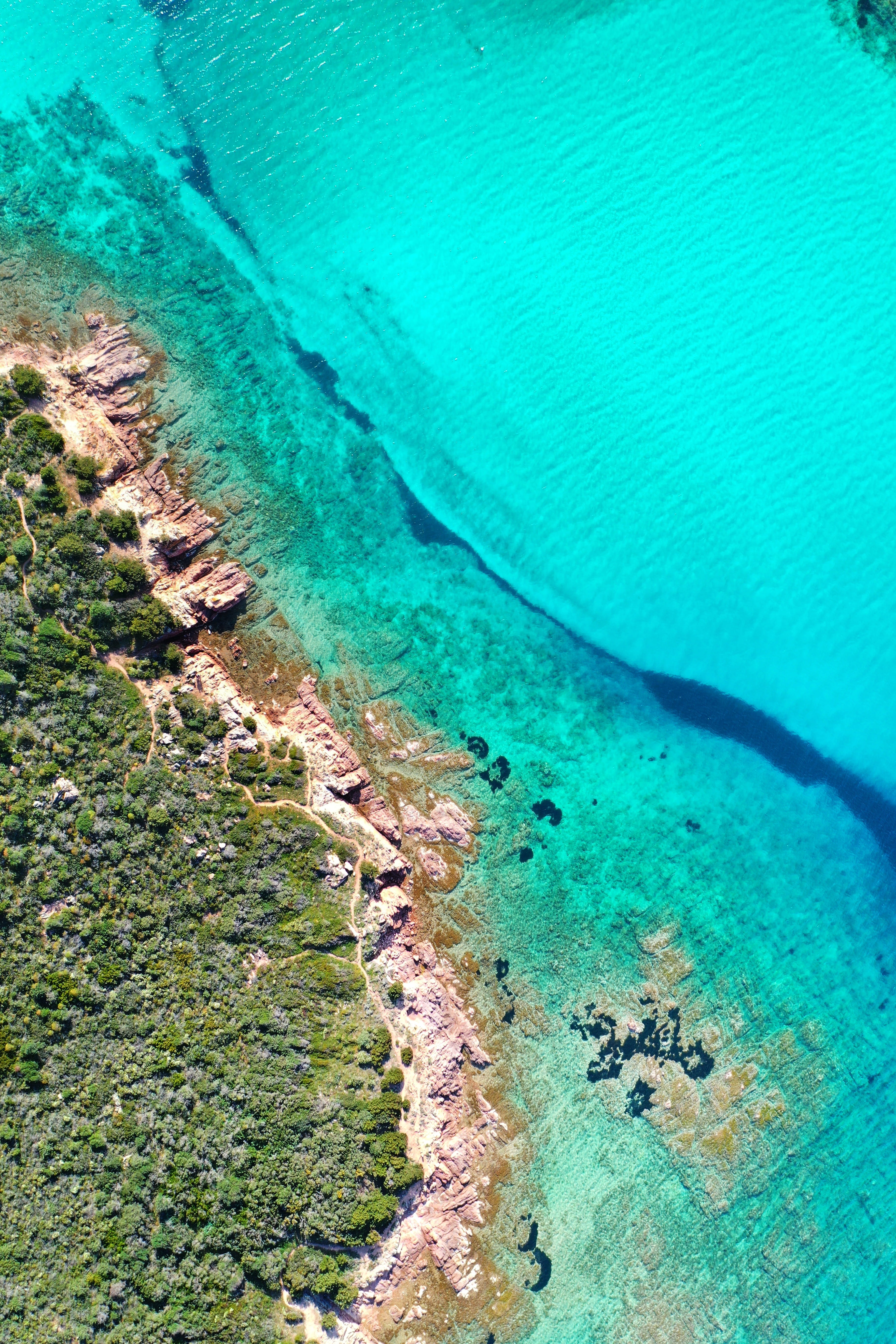 italy, rock - object, promontory, aquatic, drone view, algae, blue, ocean, sea life, tranquil scene, nature, porto san paolo, sea, green color, drone photography, Phone HD Wallpaper