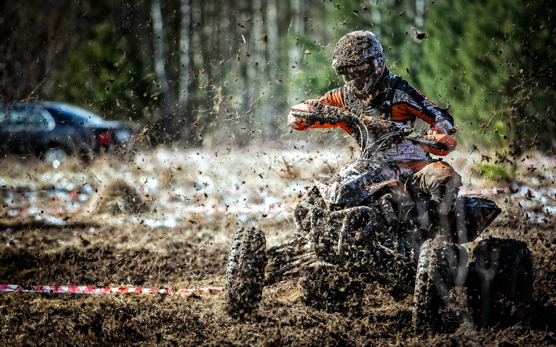 vehiculo, 1080P, barro, rio, piloto, quads, HD Wallpaper