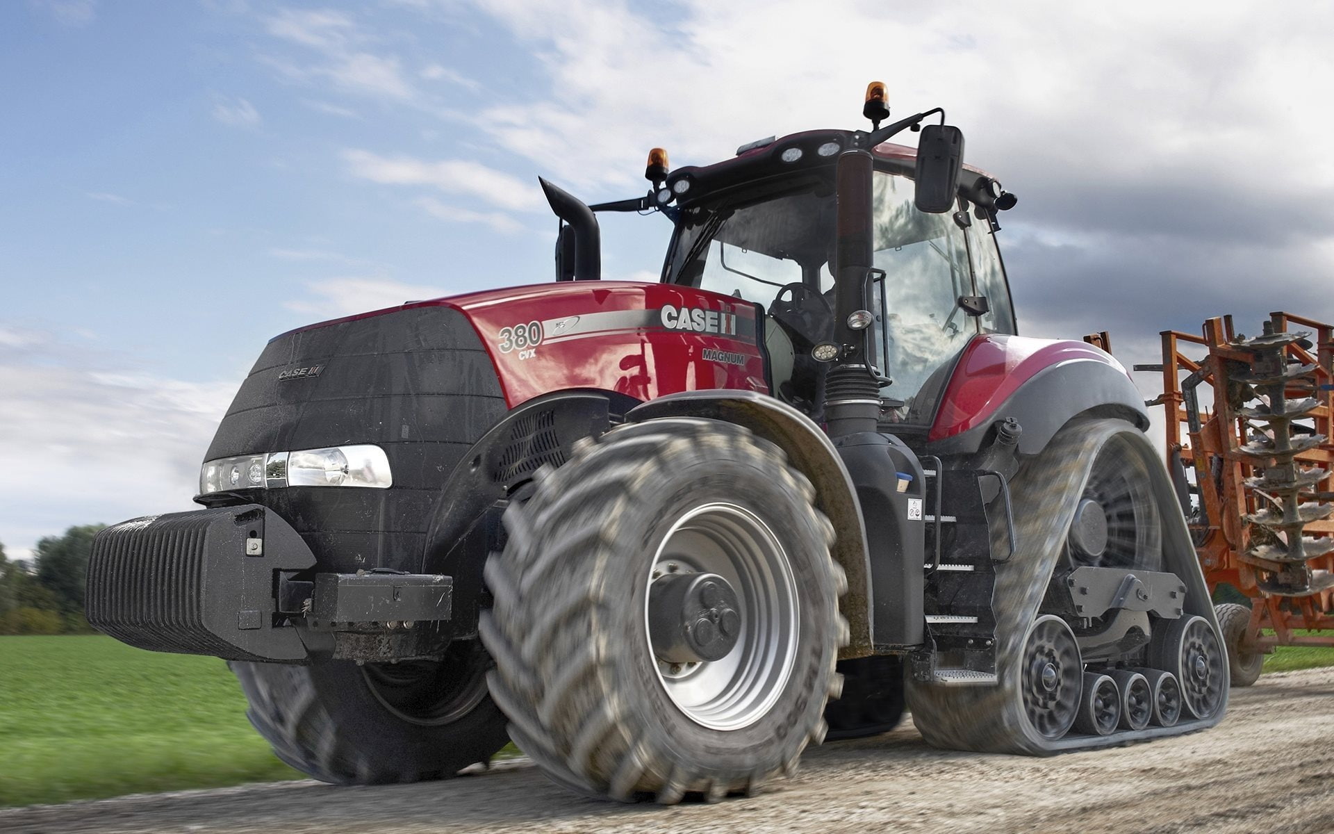 rojo, vehiculo, agricola, 1080P, tractor, HD Wallpaper