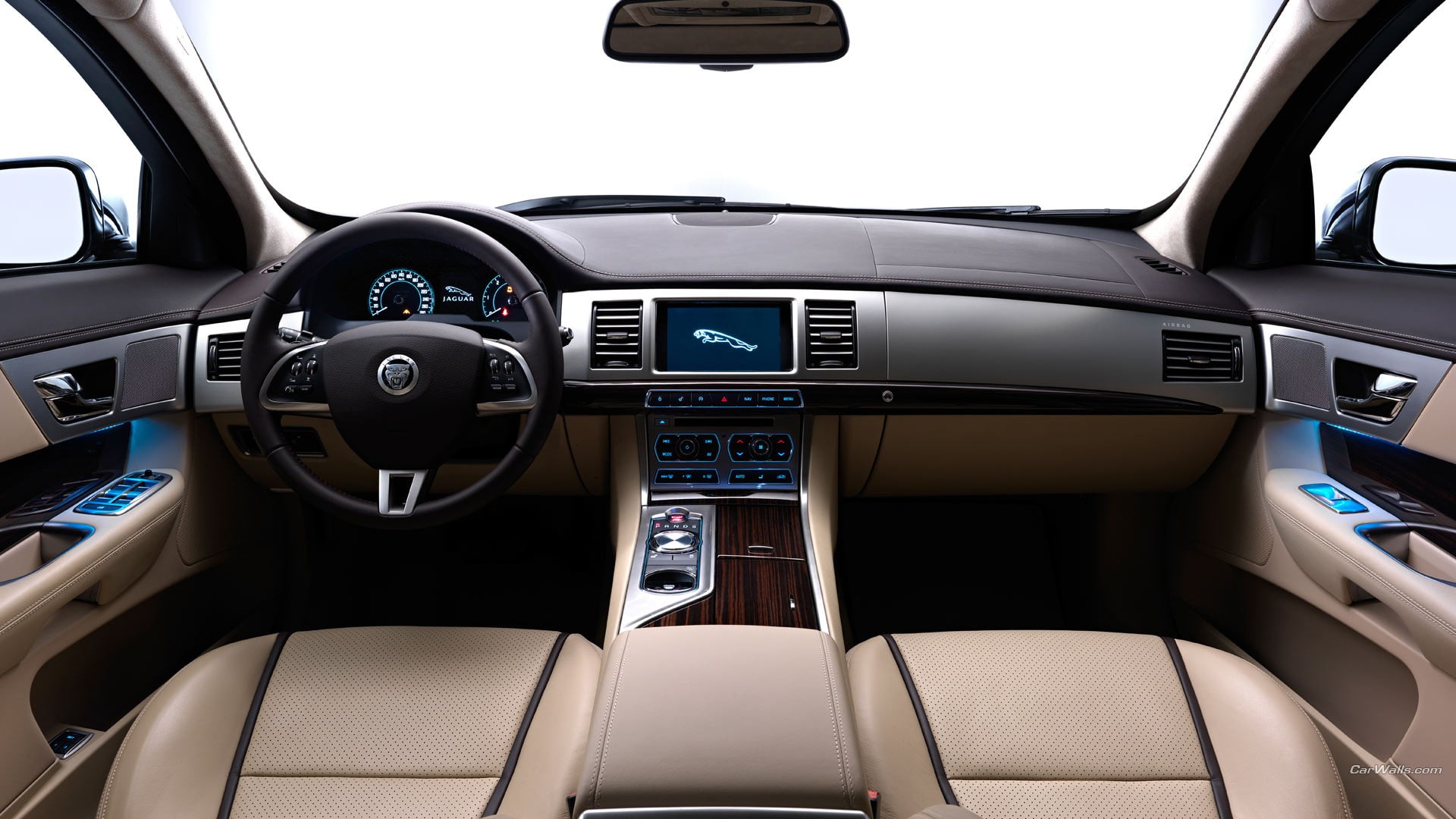 1080P, luxury, Jaguar XF, dashboard, seat, transportation, car interior, windshield, steering wheel, mode of transportation, control, equipment, technology, HD Wallpaper