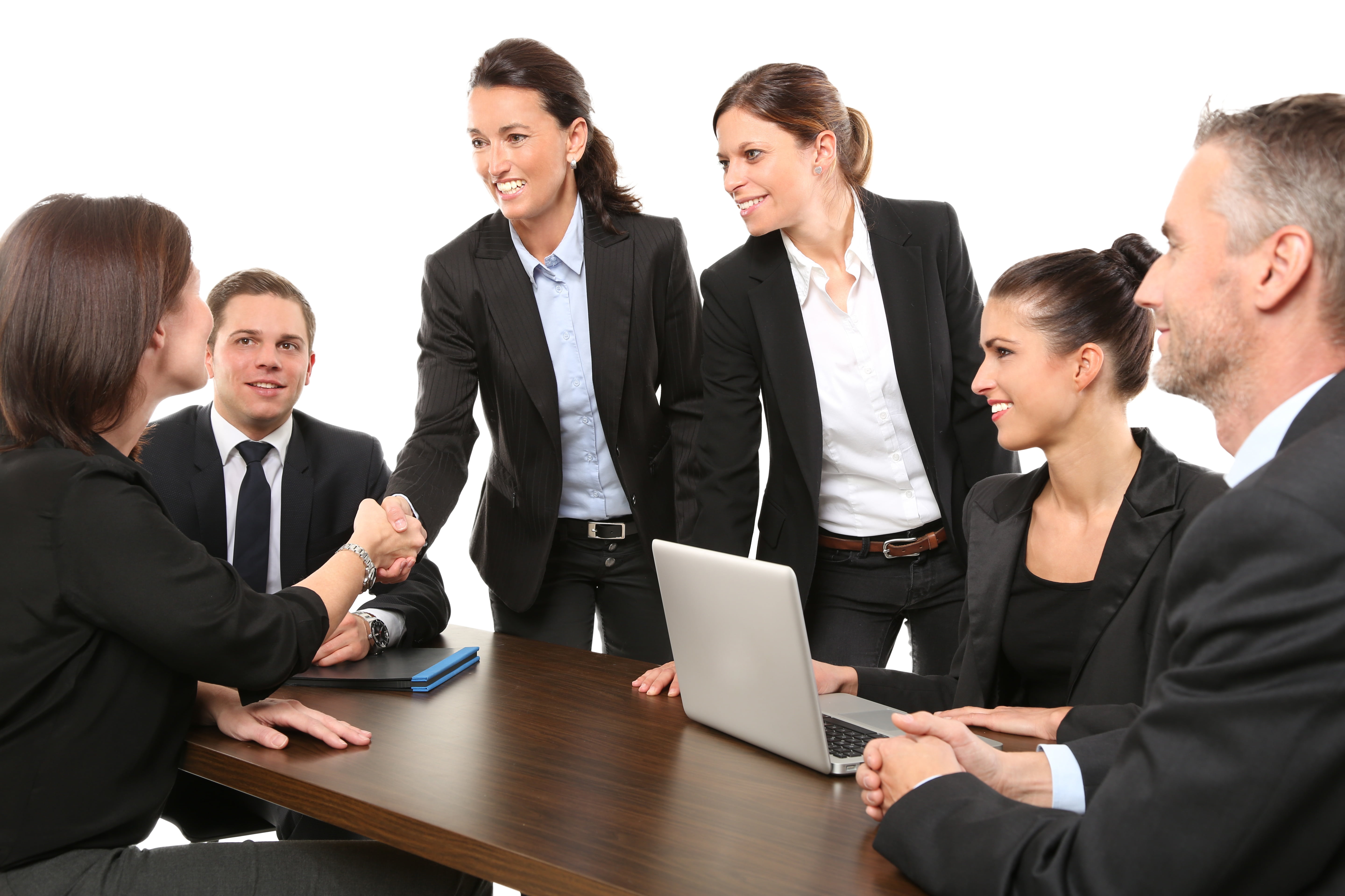 adult, males, work, greeting, table, business person, communication, brown, computer, businessman, occupation, coworker, men, corporate business, wireless technology, HD Wallpaper
