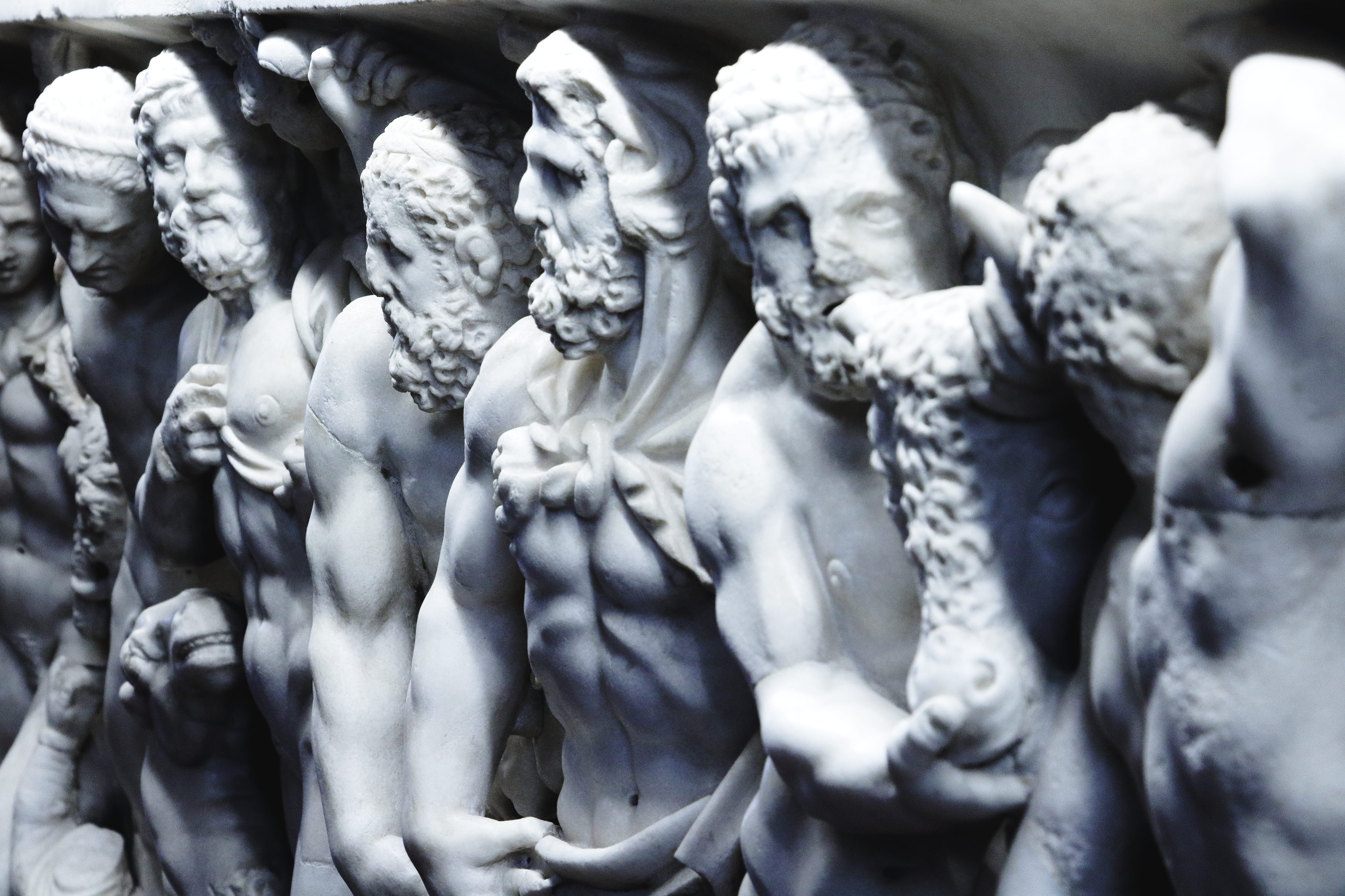 statue, person, retail display, farms, flares, human, the past, large group of objects, architecture, marble, bearded, granite, sculpture, history, selective focus, HD Wallpaper