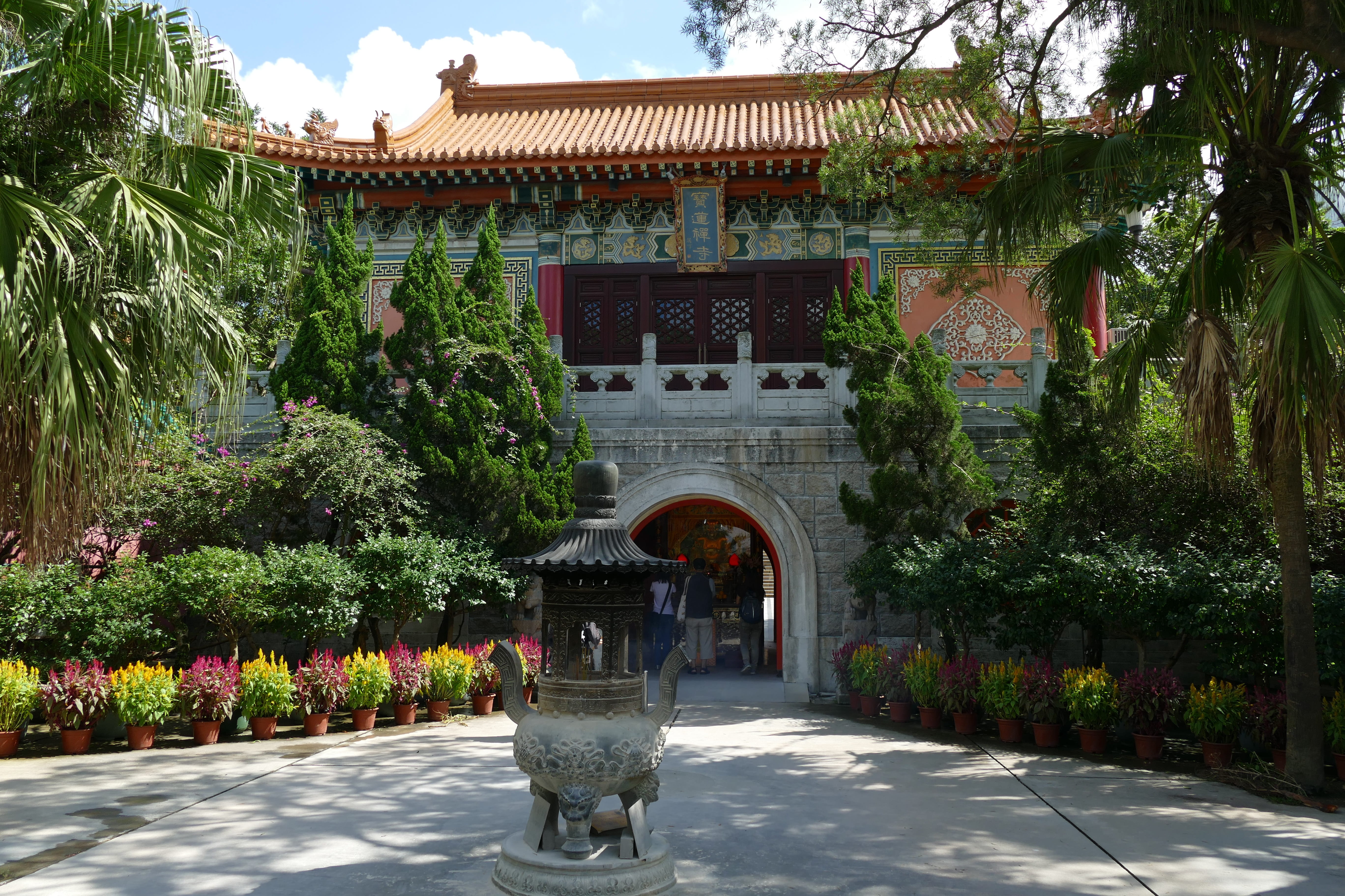 nature, religion, no people, park, built structure, belief, asia, china, place of worship, 5K, hong kong, plant, arch, shrine, building exterior, courtyard, HD Wallpaper