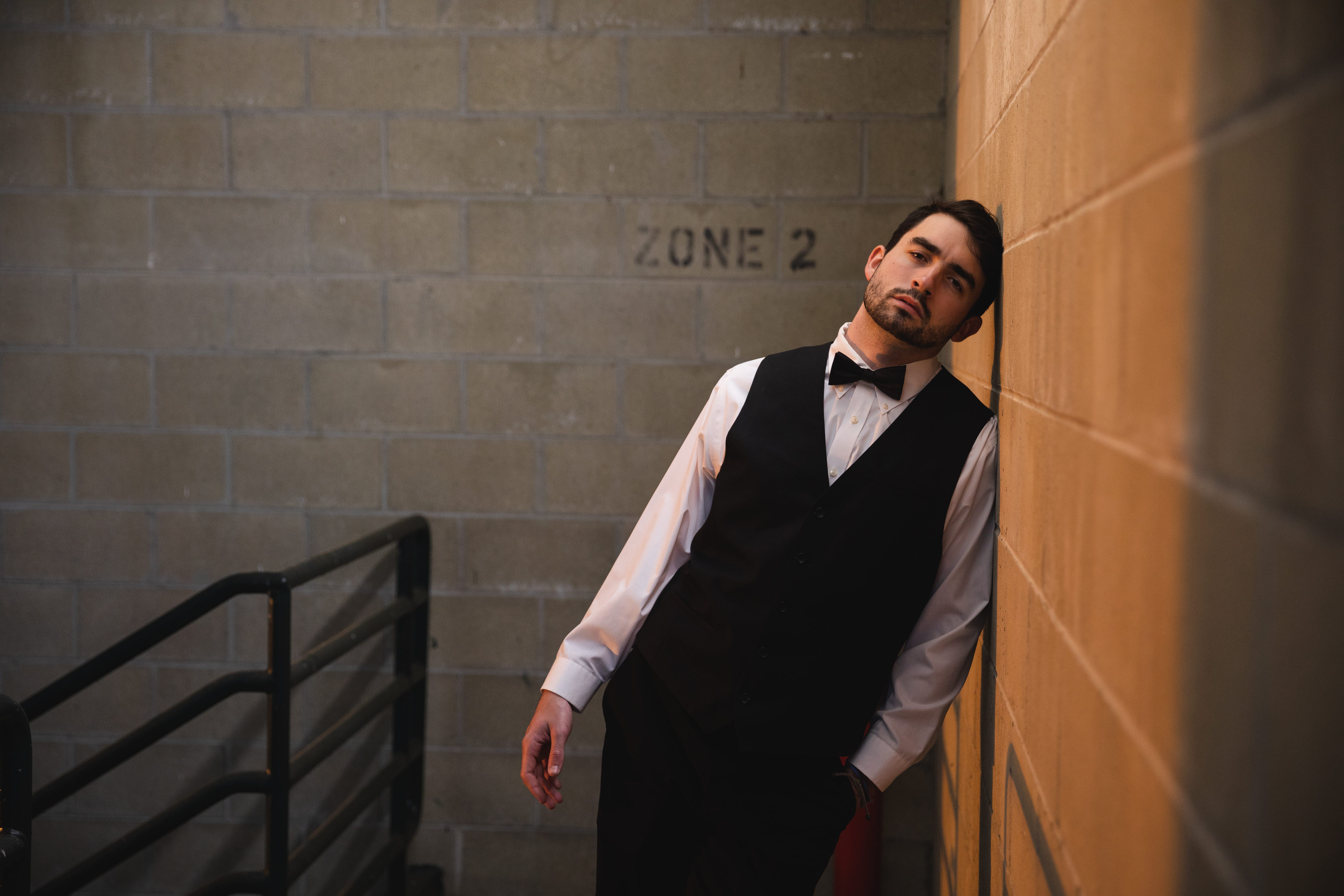 business, rails, vest, young men, dusk, standing, businessman, wall, sunset, hipster - person, evening, leaning, young adult, steps and staircases, city, HD Wallpaper