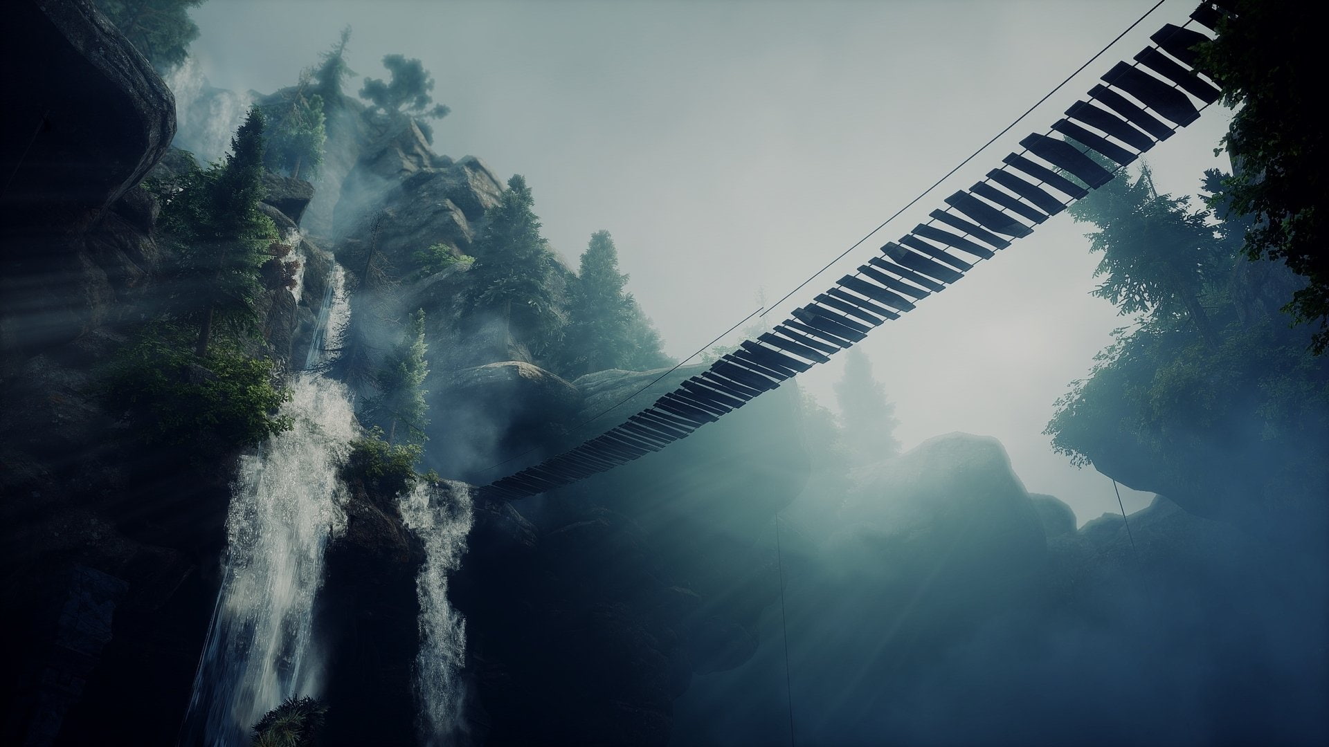 Dragon Age, Waterfall, Dragon Age: Inquisition, 1080P, Valammar, Rope Bridge, Rock, HD Wallpaper