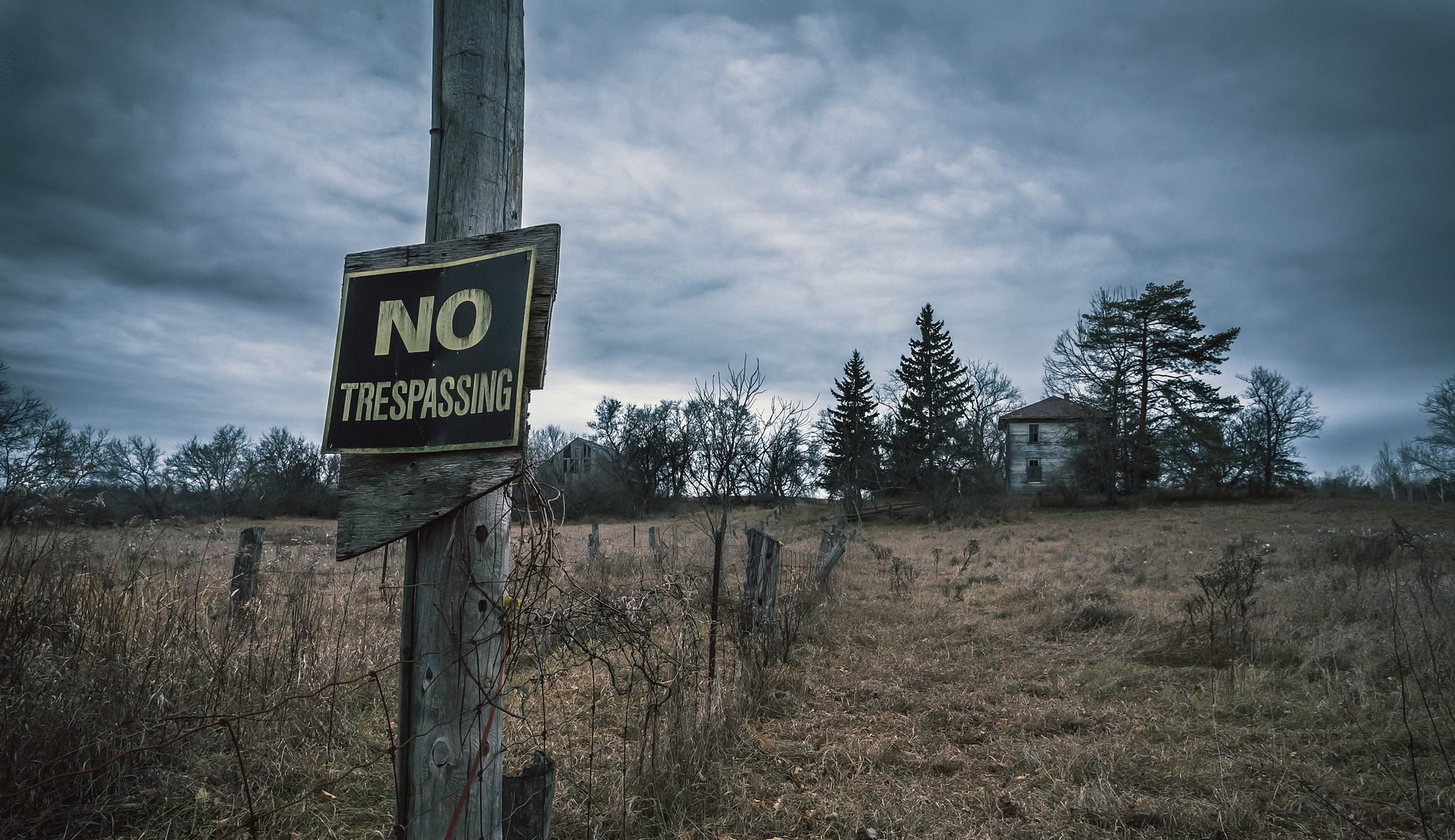 the fence, no trespassing, house, sign, 1080P, HD Wallpaper