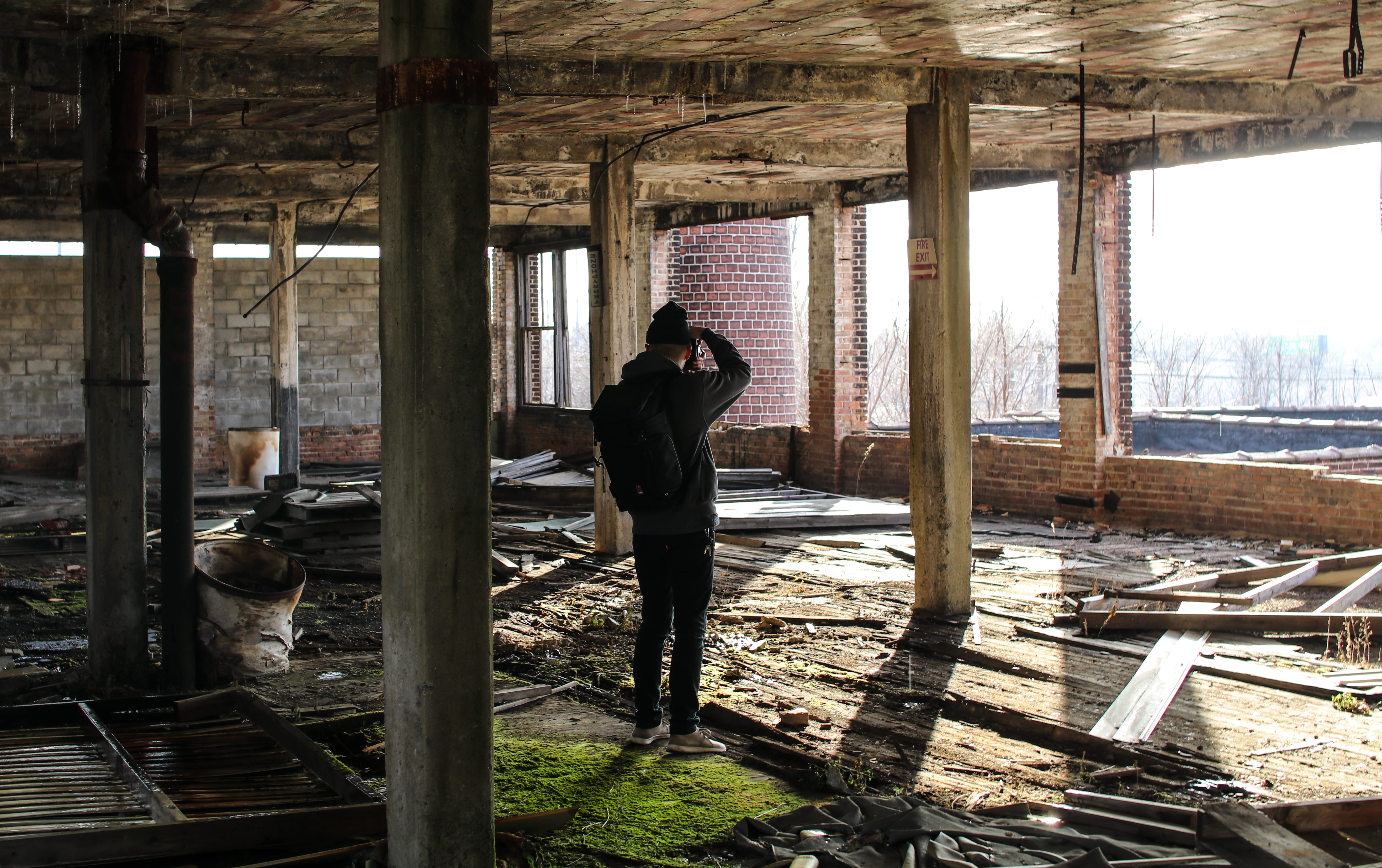 camera, architectural column, day, full length, photographer, 5K, deterioration, wood - material, sneak in, built structure, adventure, window, leisure activity, HD Wallpaper