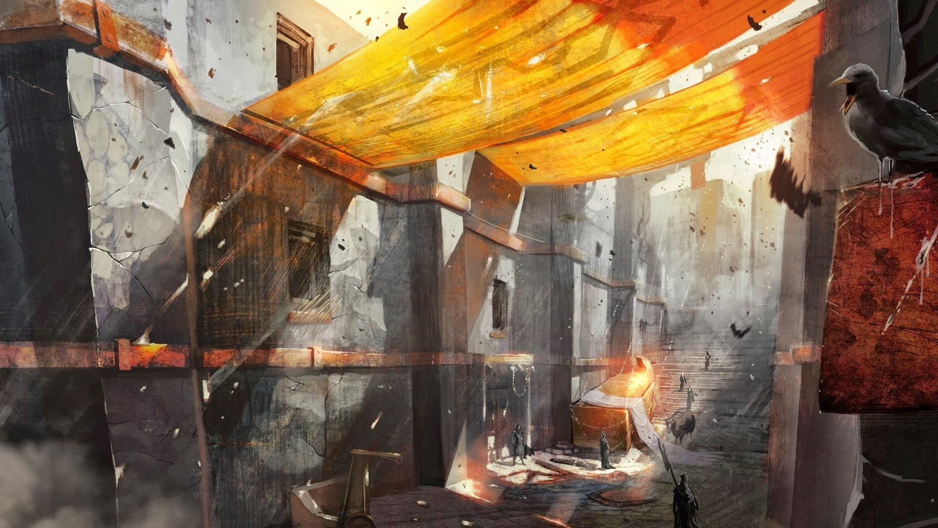workshop, art and craft, religion, spirituality, 1080P, video games, day, building, no people, concept art, glass - material, belief, indoors, place of worship, HD Wallpaper