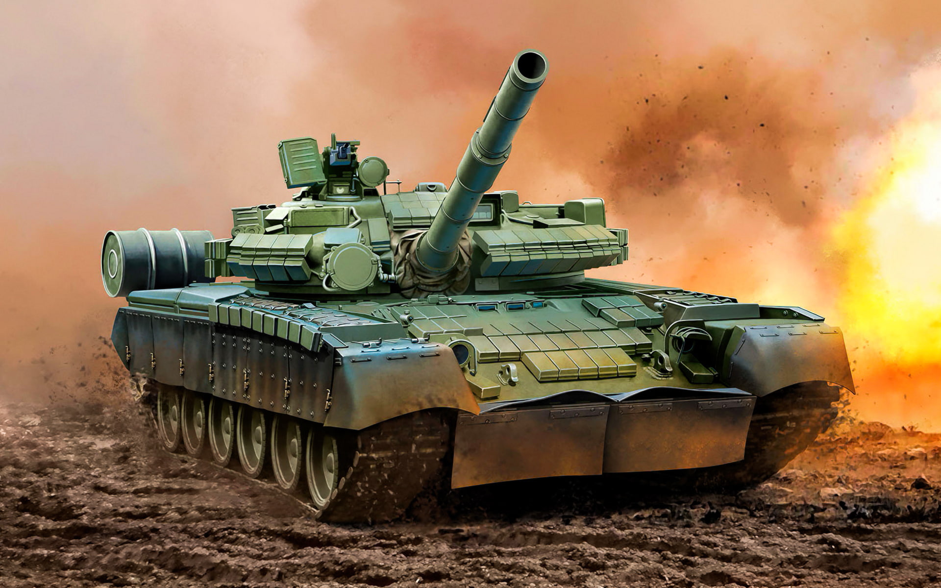 russia, machine gun, art, gun, smoke - physical structure, no people, 1080P, war, tank, body Armor, cannon, day, armored Tank, explosive, world War II, HD Wallpaper