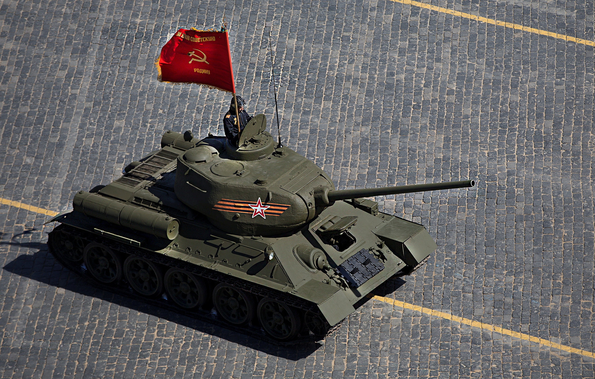 victory day, red square, holiday, parade, Soviet, 1080P, gray, T-34-85, war, tank, average, HD Wallpaper