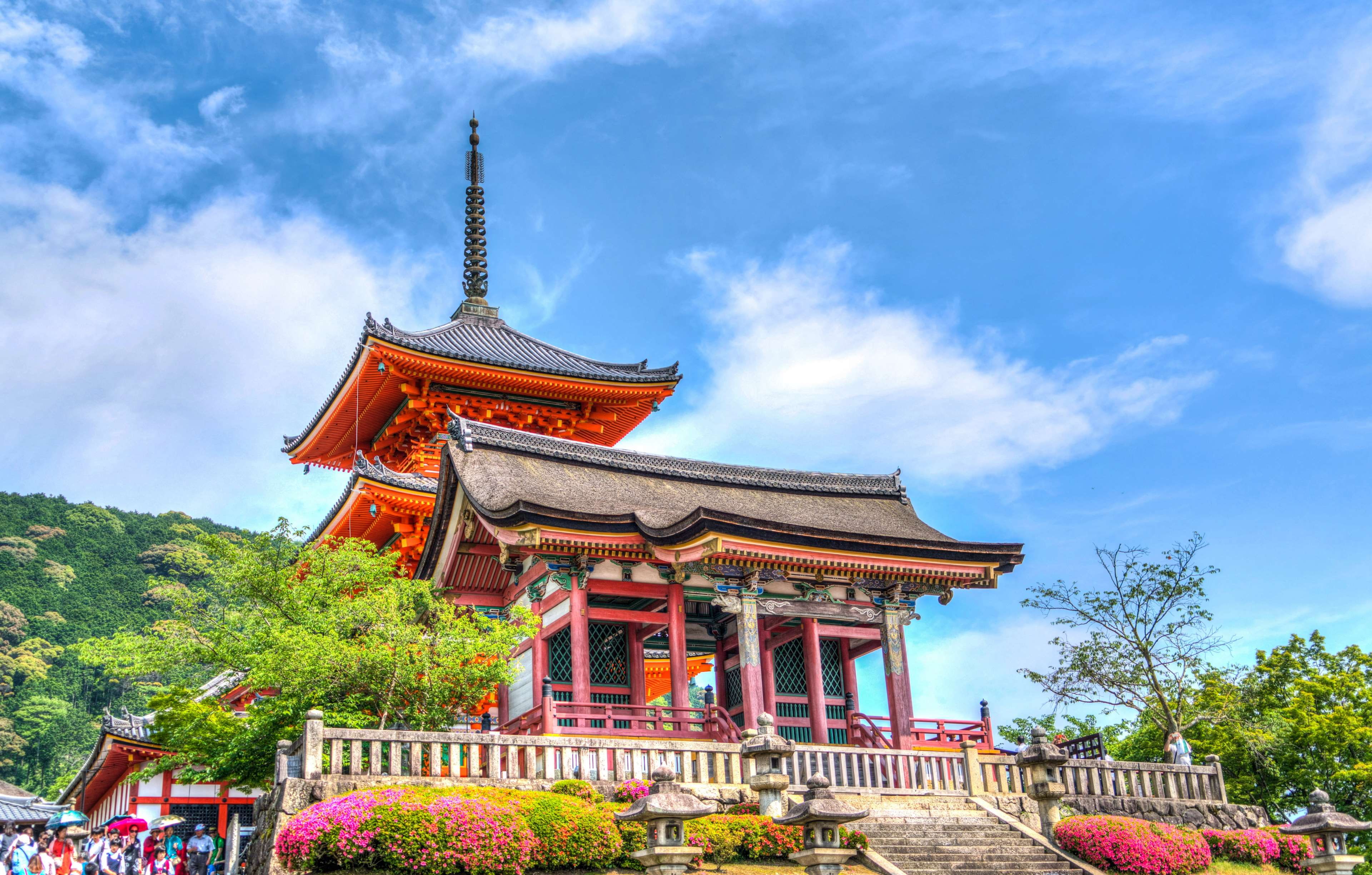 japan, building, summe, travel, history, scenic, no people, culture, built structure, nature, plant, building exterior, castle, place of worship, scenery, HD Wallpaper