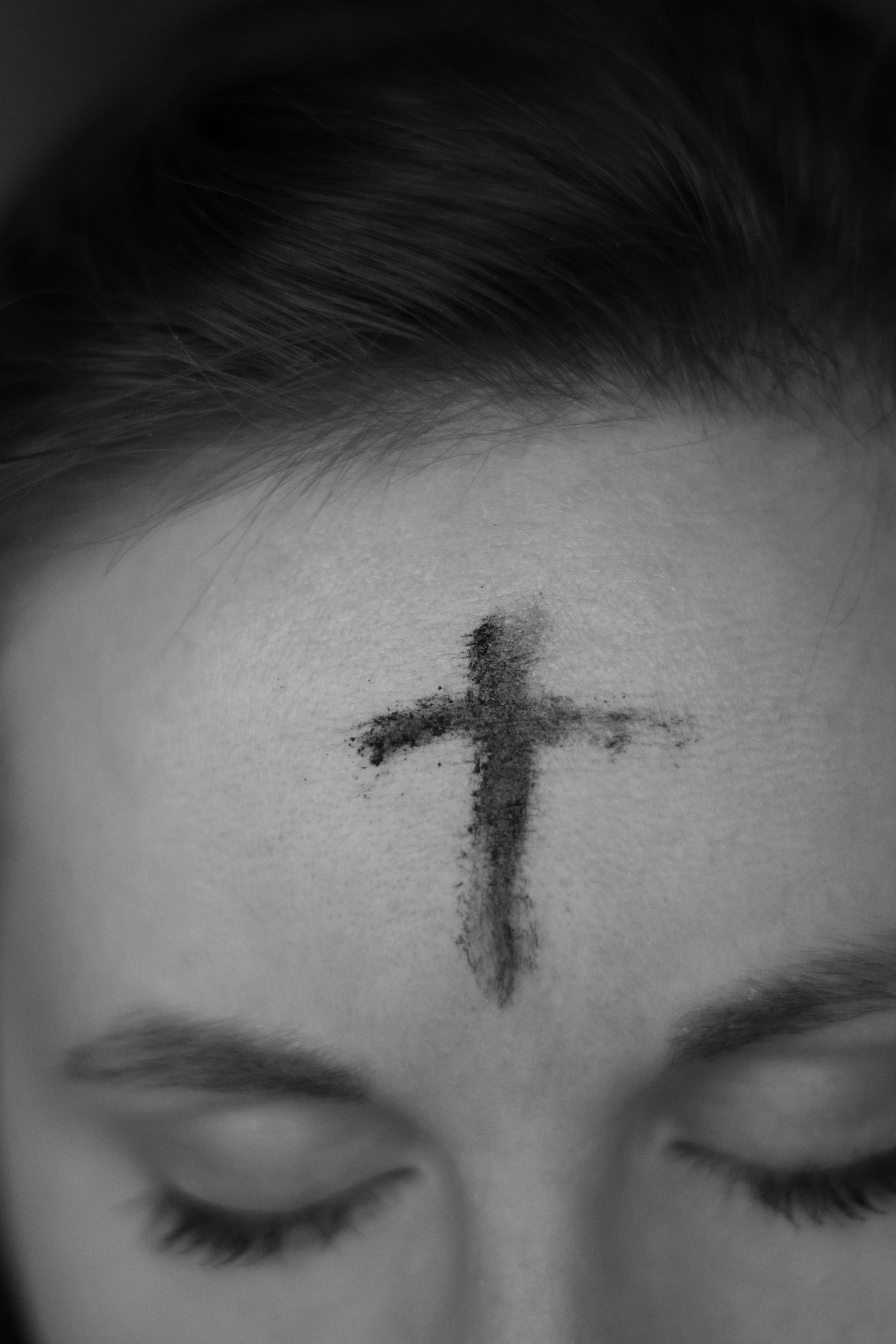 eyebrow, close-up, human hair, human face, cross, healthcare and medicine, forehead, eyes closed, skin, one person, photography, contemplation, persons, Phone HD Wallpaper