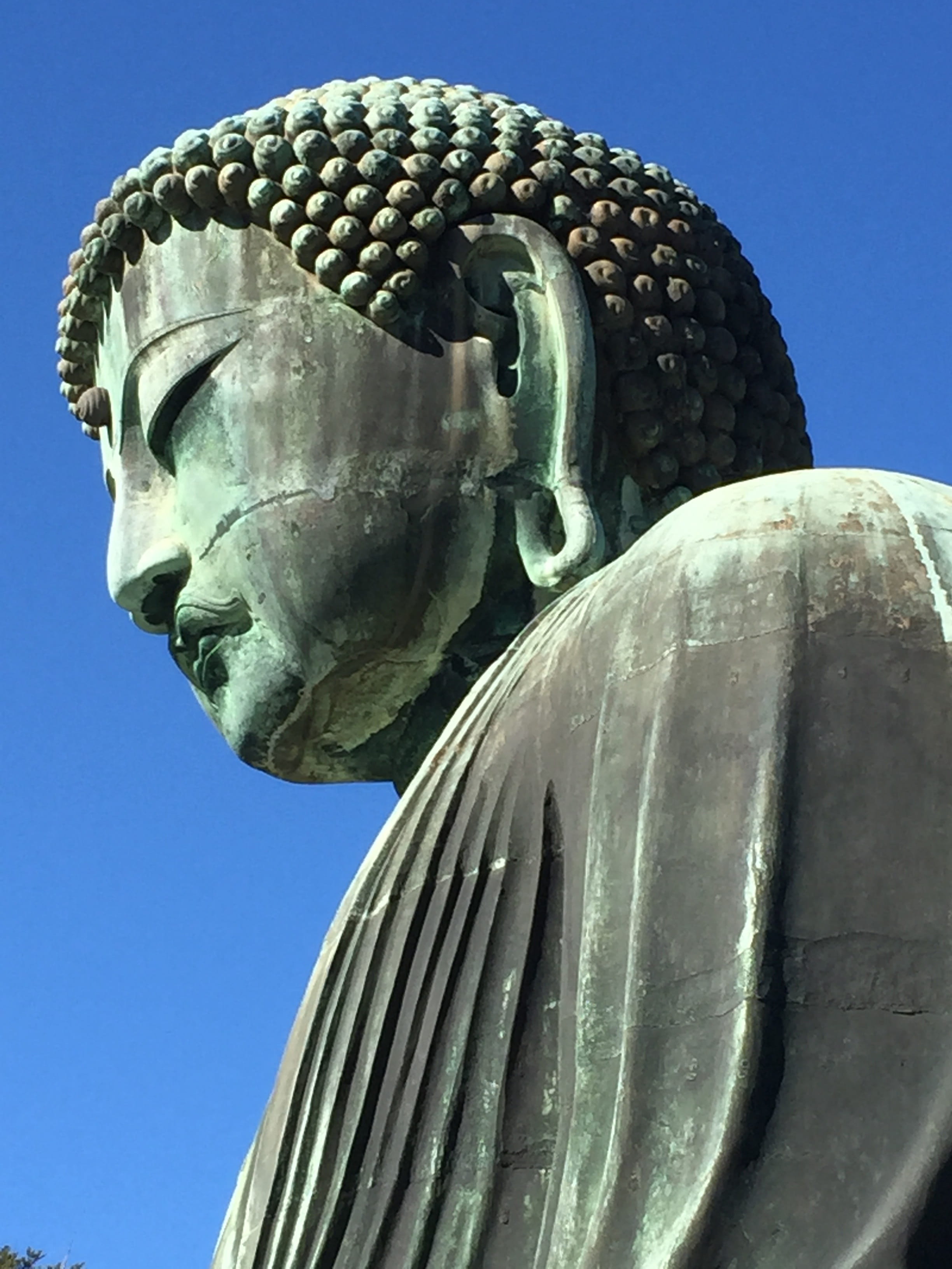 statue, sky, kamakura, architecture, male likeness, representation, low angle view, sunlight, art and craft, craft, close-up, day, religion, japan, sculpture, Phone HD Wallpaper