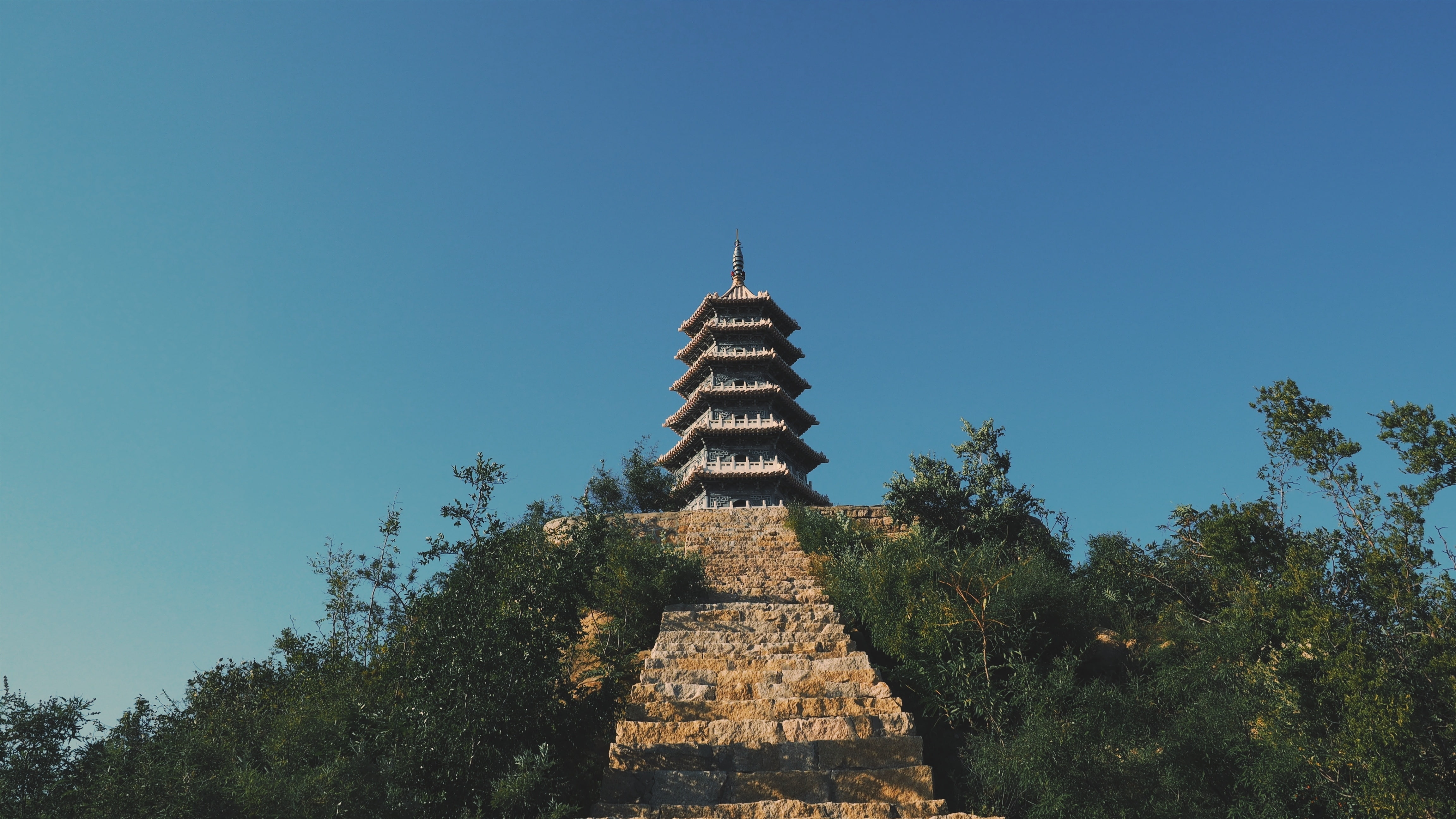 asia, no people, architecture, Others, sky, religion, building, pagoda temple, plant, belief, trees, religous, growth, 4K, outdoors, history, place of worship, HD Wallpaper