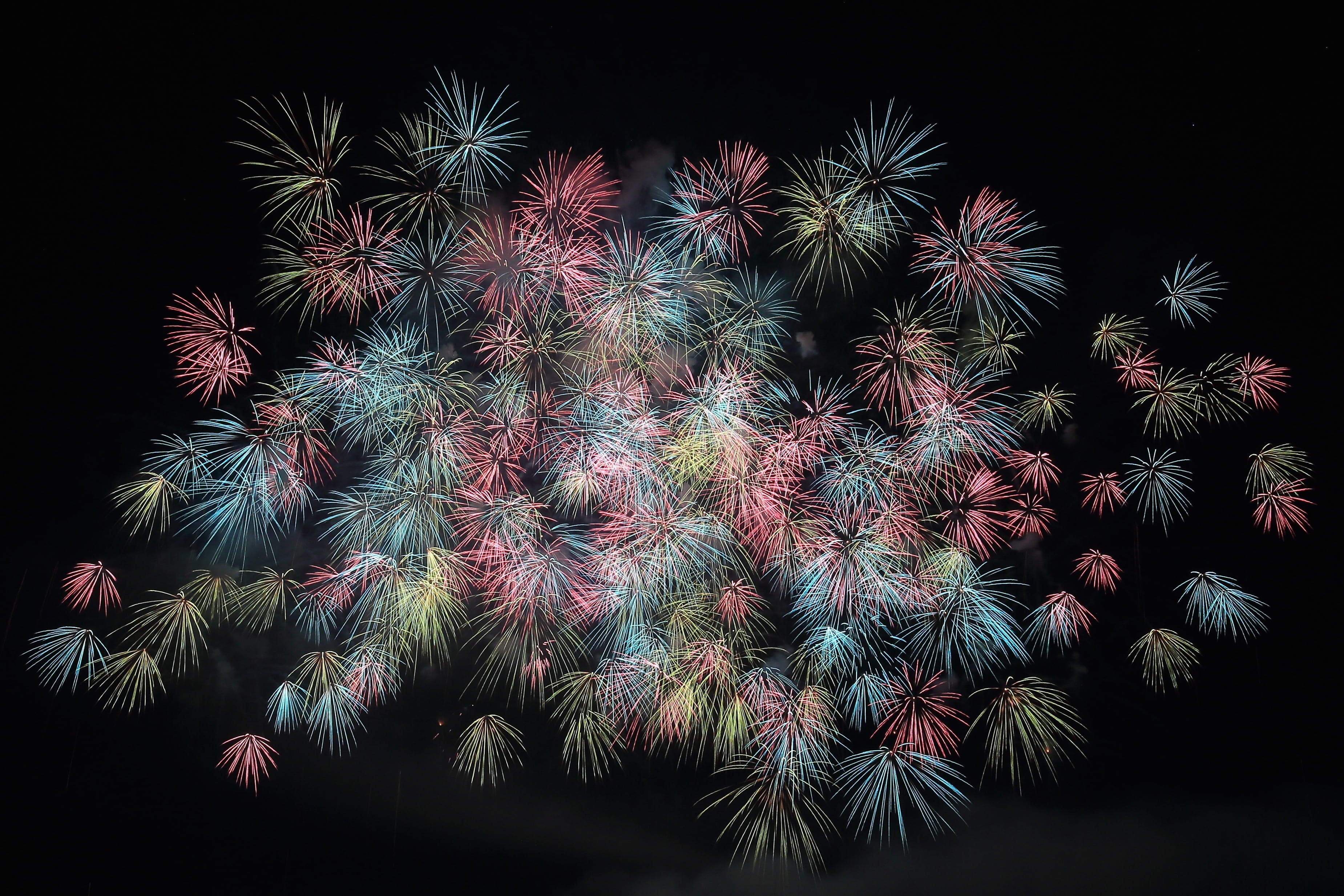 exploding, color, timelapse, lot, white, digital, firework, night, illuminated, arts culture and entertainment, blue, explosion, fire, long exposure, HD Wallpaper