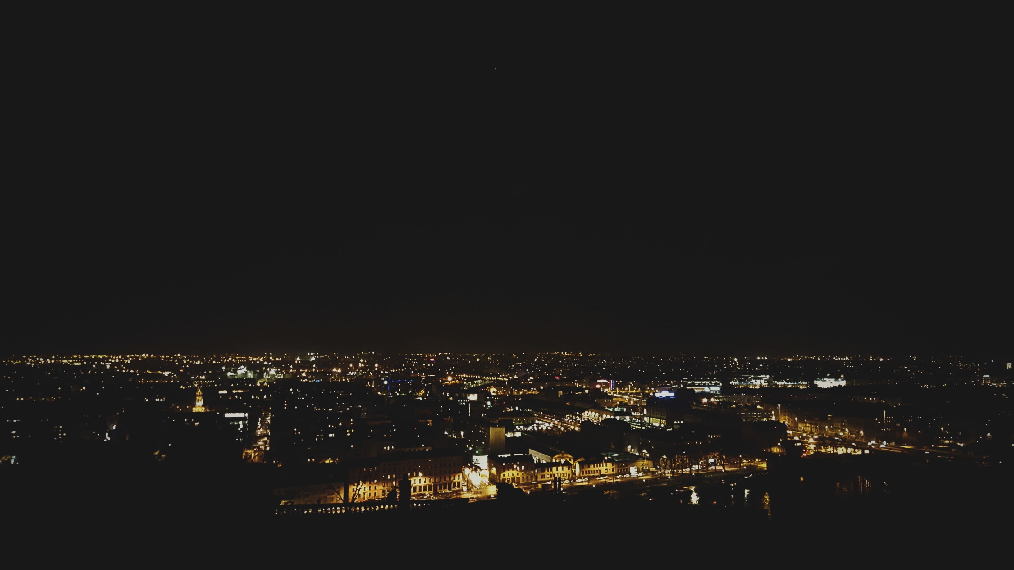 city, Lights, Lyon, sky, landscape, France, 2K, Cityscape, night, Night Sky, photography, HD Wallpaper