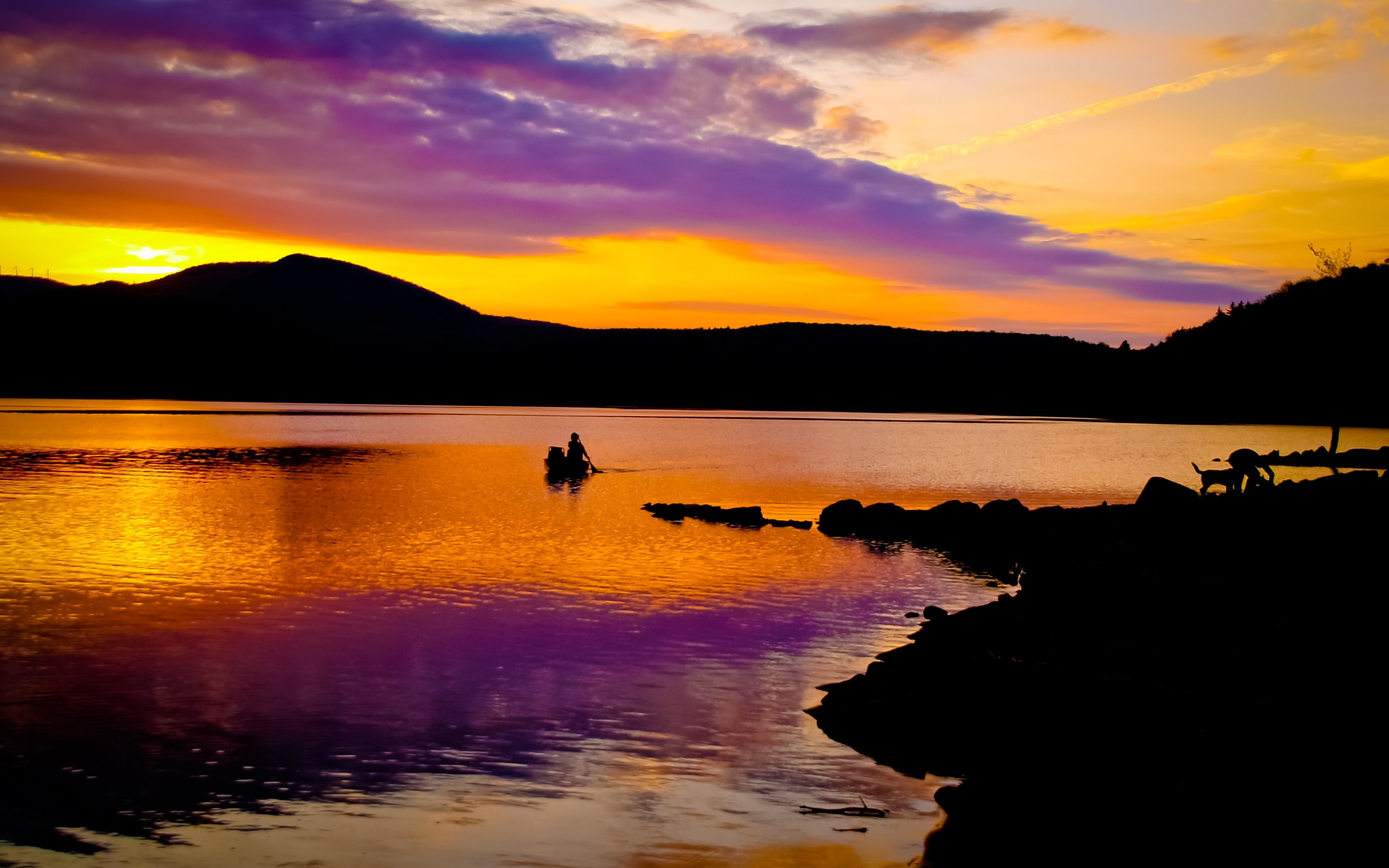 whitingham, body, landscape, water, 2K, reflections, sunset, epiphany, purple, HD Wallpaper