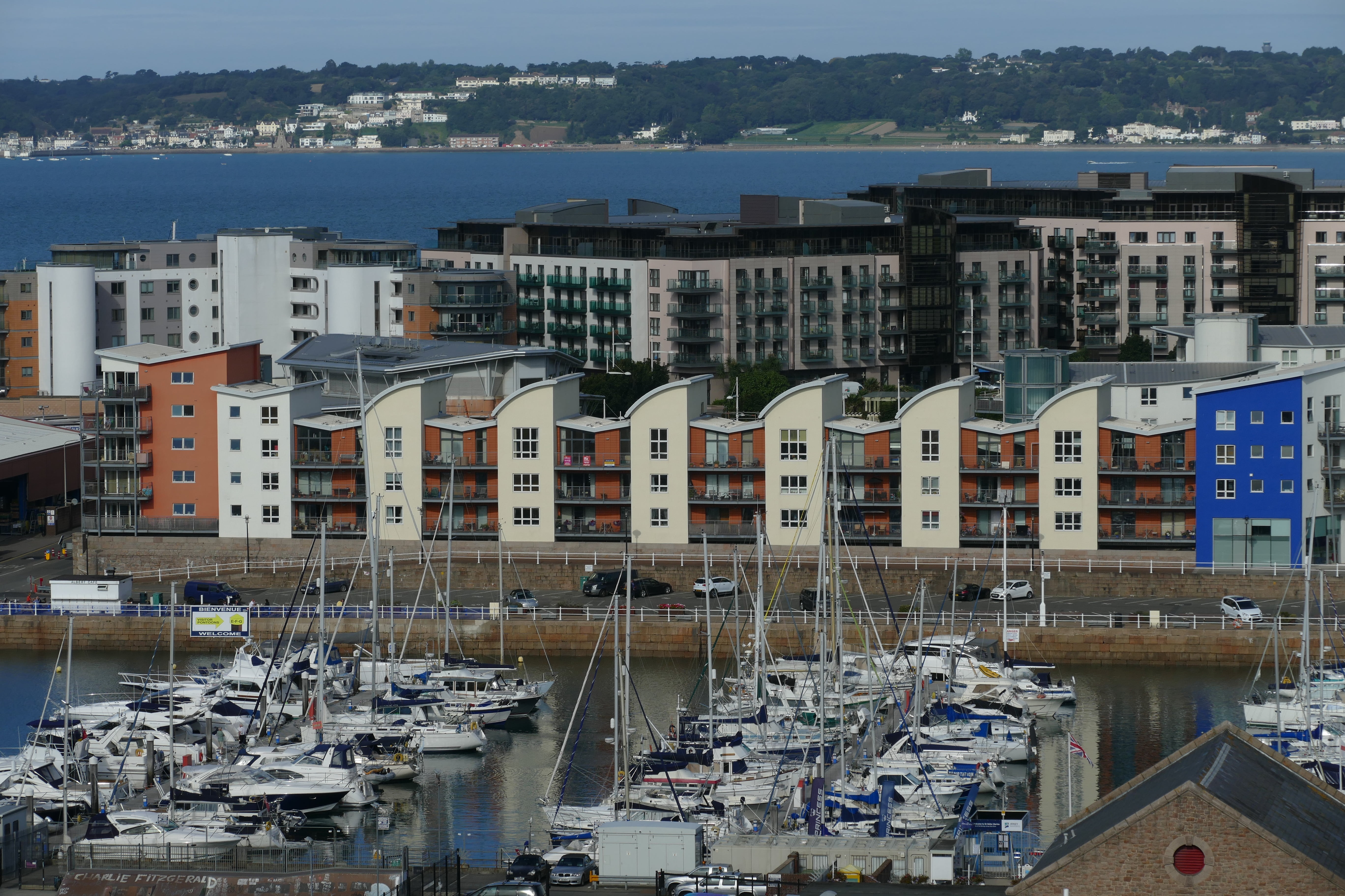 nautical vessel, 5K, atlantic, island, port, yacht, boot, sailboat, bay, outdoors, canal, capital, island of jersey, cityscape, architecture, harbor, panorama, HD Wallpaper