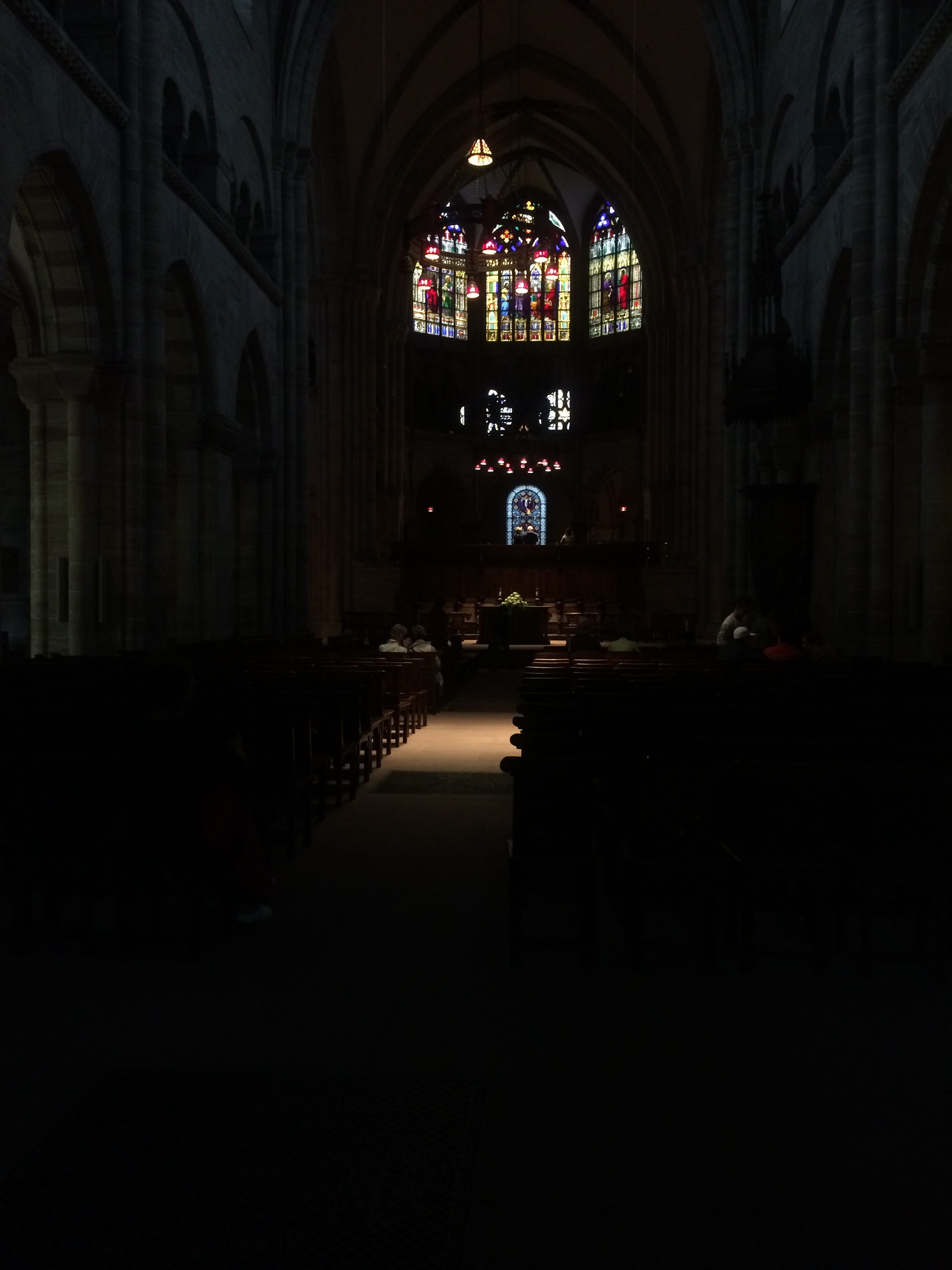 place of worship, altar, window, 2K, stained glass, copy space, spirituality, Reformed, belief, religion, Basel, no people, pew, built structure, architecture, Phone HD Wallpaper