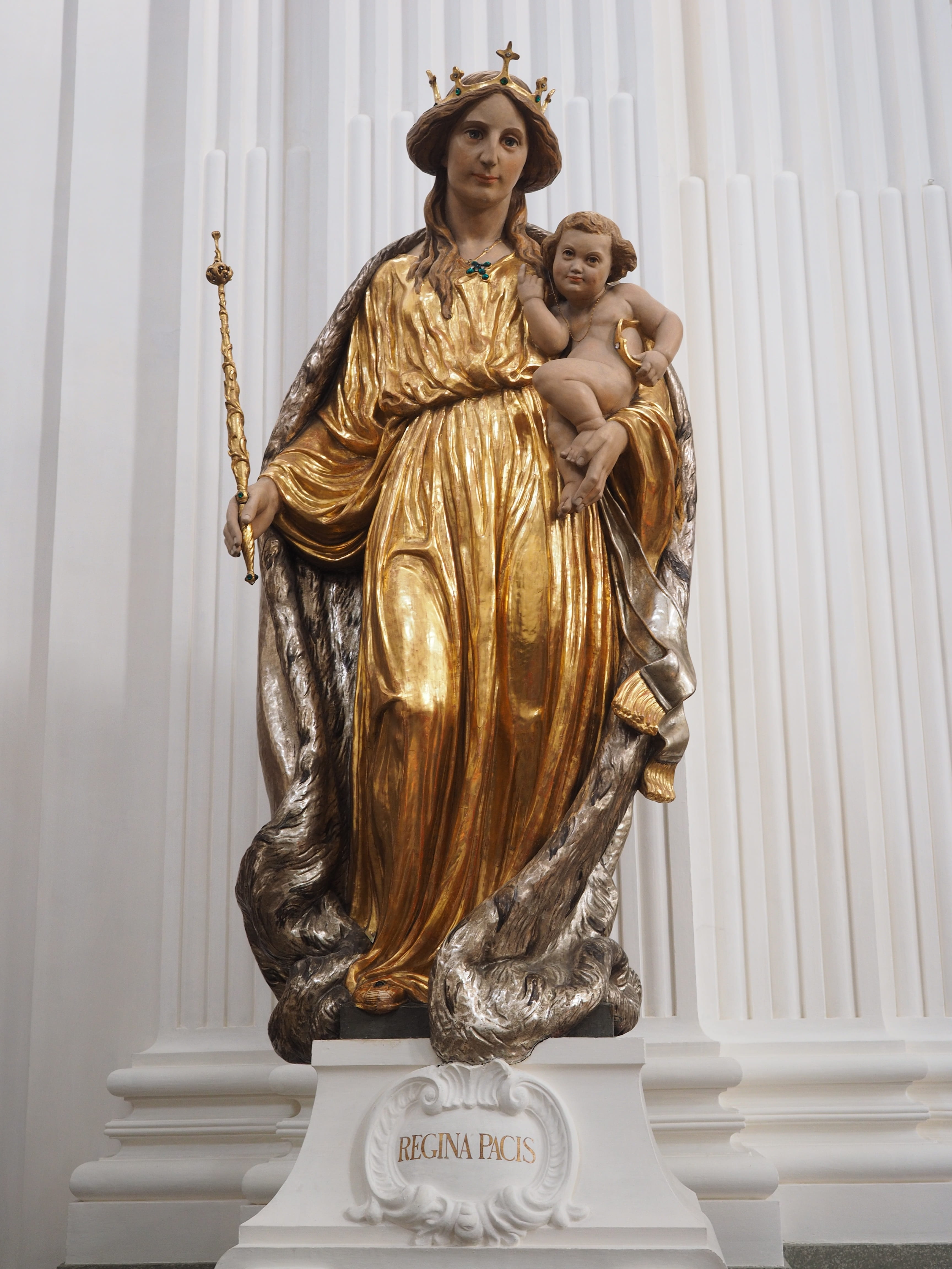human representation, church buildings, gold colored, pacis, regina, cathedral, early classicist style, religion, no people, craft, st ursen cathedral, Phone HD Wallpaper