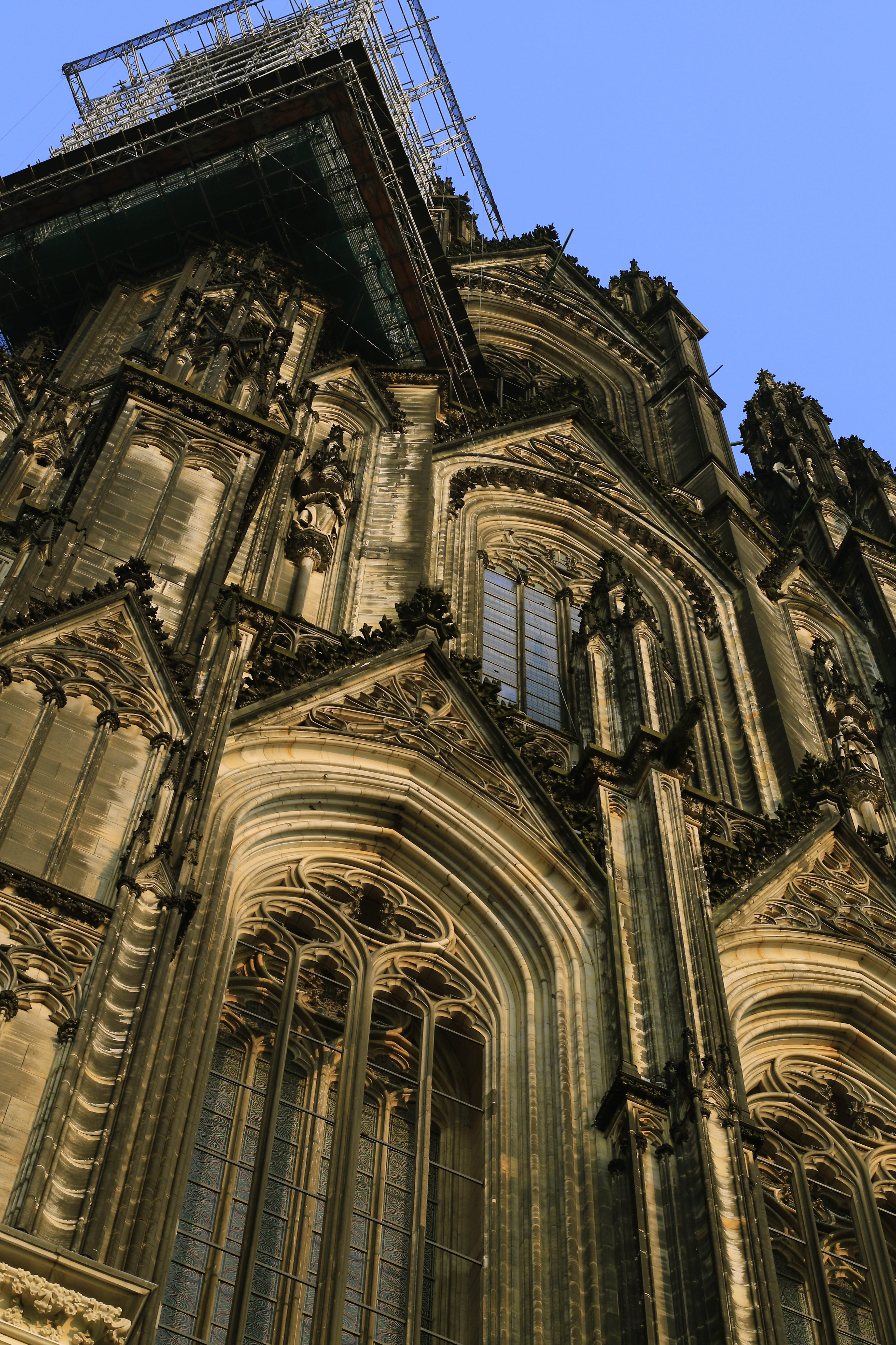 cathedral, germany, kölner dom, architecture, the past, history, built structure, catholic, gothic, day, window, cologne, roman, evening, 5K, place of worship, Phone HD Wallpaper
