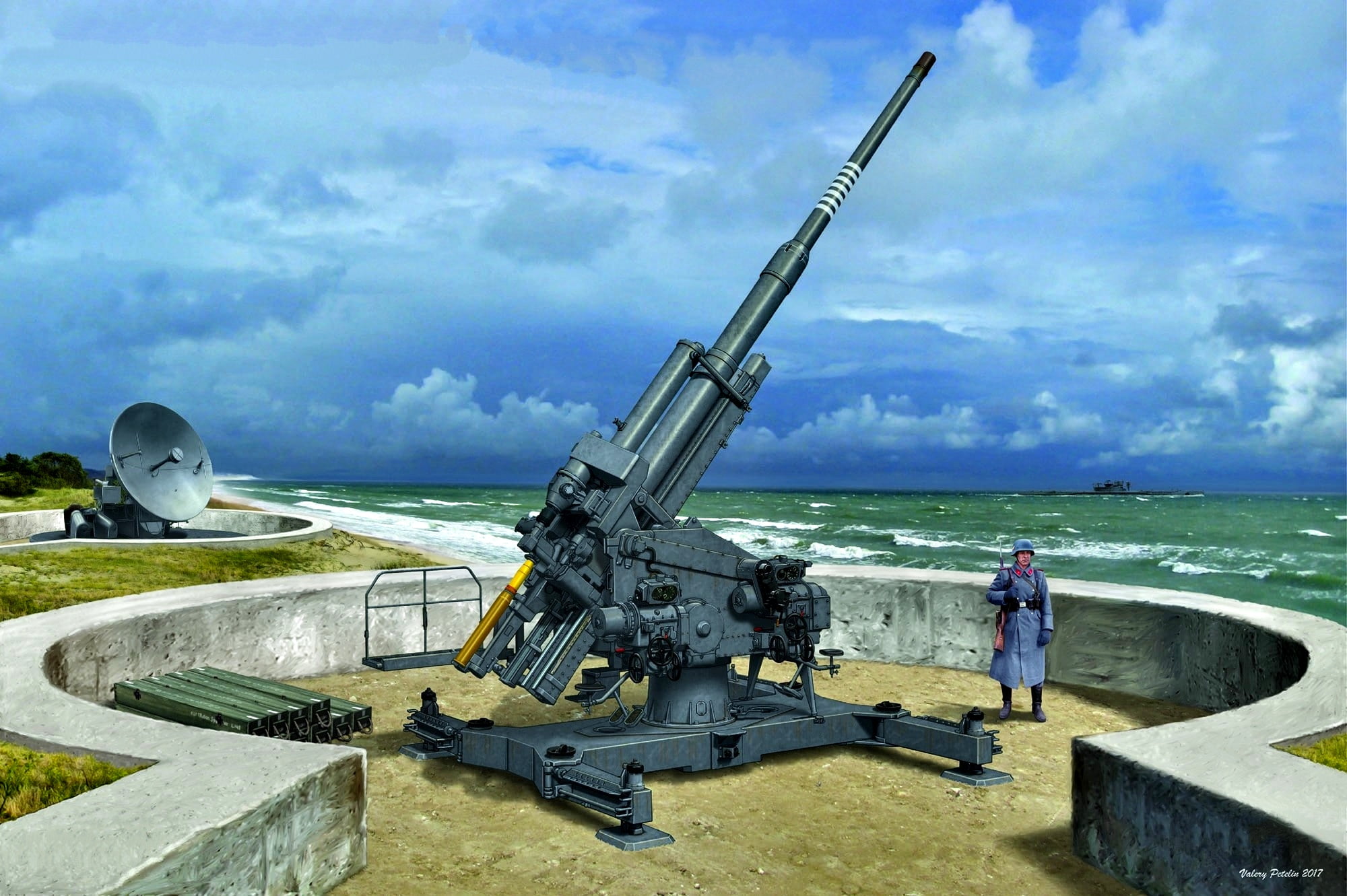 Germany, sea, Luftwaffe, wave, soldiers, Anti-aircraft gun, Shells, Flak 40, Würzburg, 1080P, Radar, HD Wallpaper