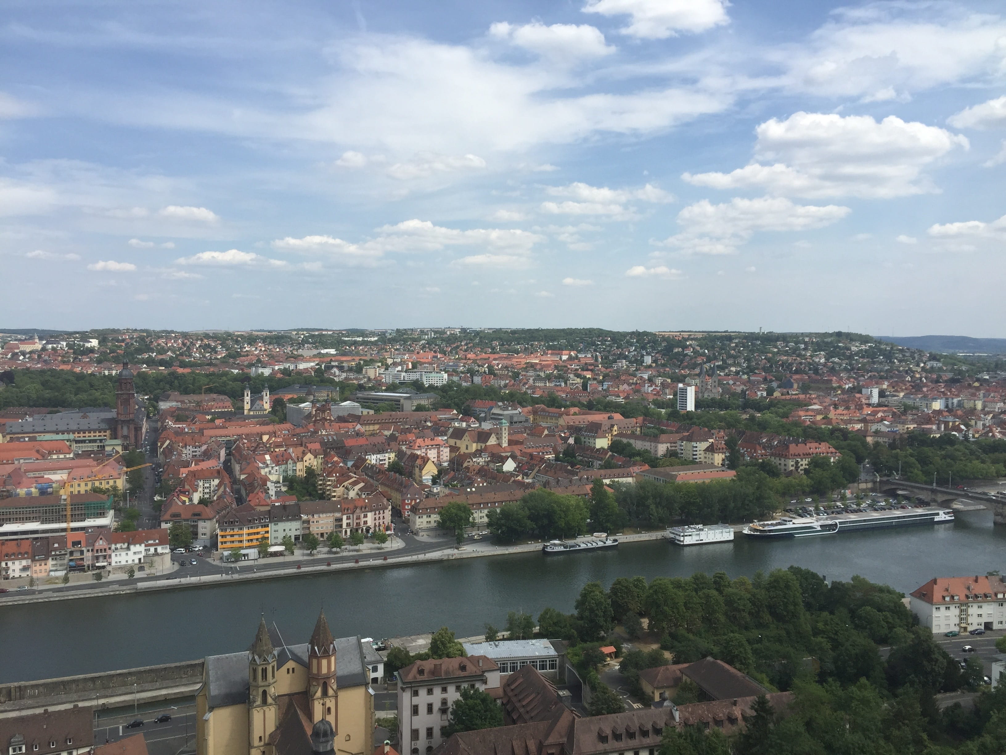 Main, no people, built structure, day, building, town, 2K, City, building exterior, cloud - sky, Würzburg, city, cityscape, sky, townscape, main, outdoors, HD Wallpaper