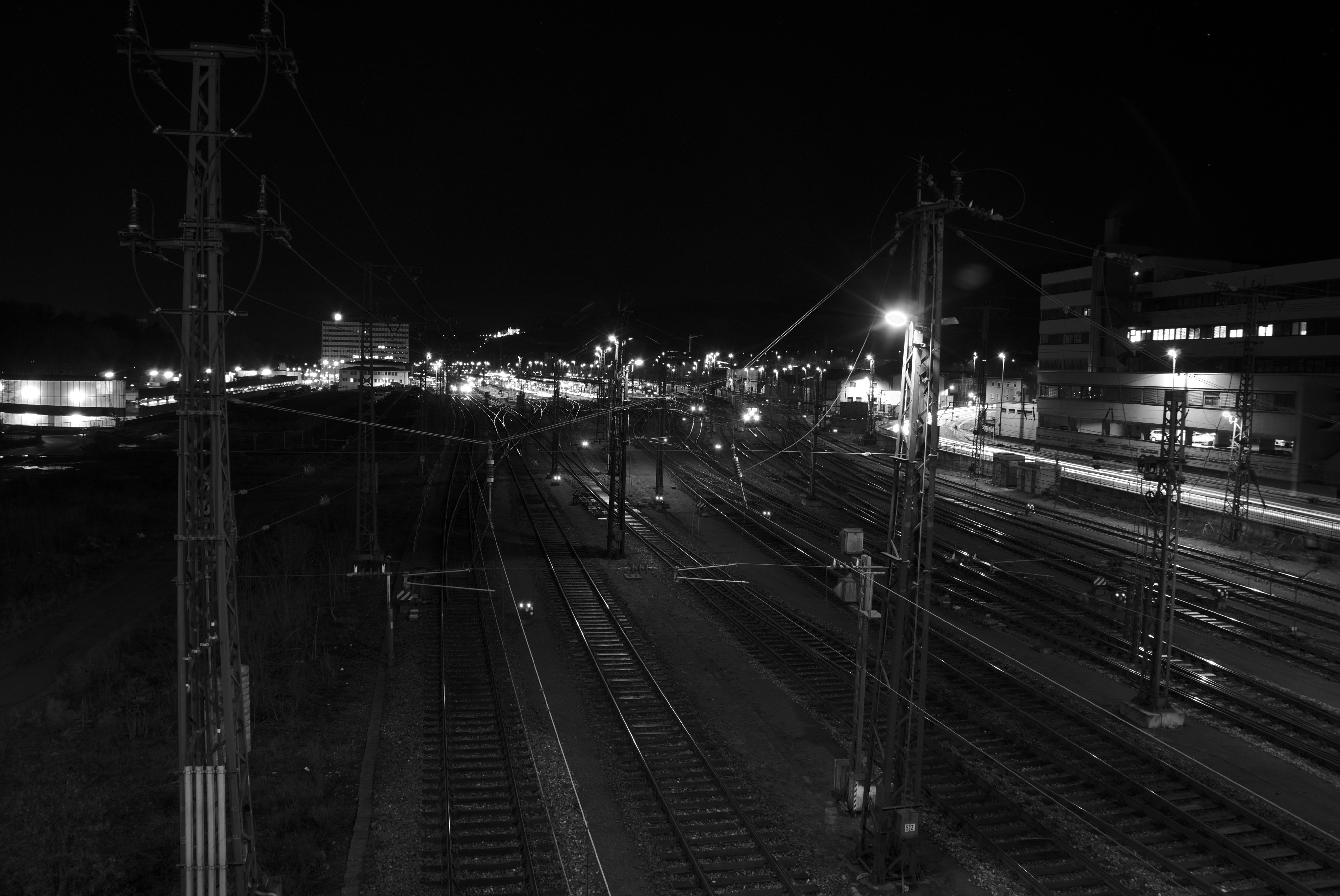 built structure, night, public transportation, seemed, architecture, railway station, gleise, railroad station, travel, transportation, nature, track, power supply, HD Wallpaper