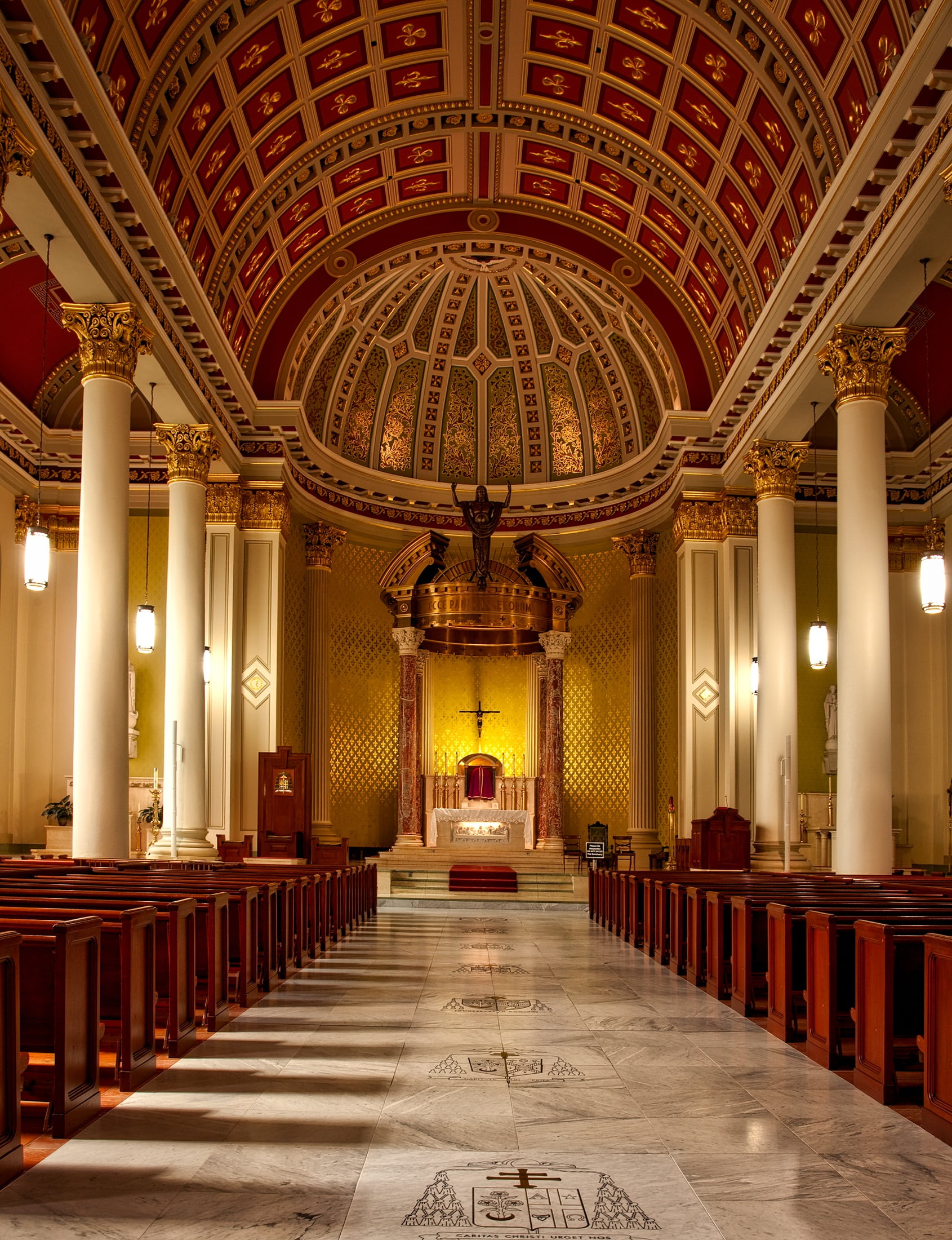 no people, built structure, lights, seat, interior, luxury, classical style, history, catholic, corridor, ceiling, inside, prayer, ornate, hdr, faith, architectural feature, Phone HD Wallpaper